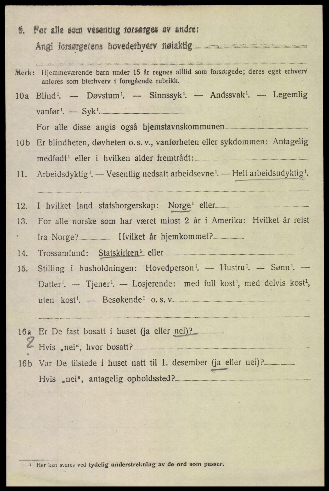 SAH, 1920 census for Vestre Slidre, 1920, p. 3255