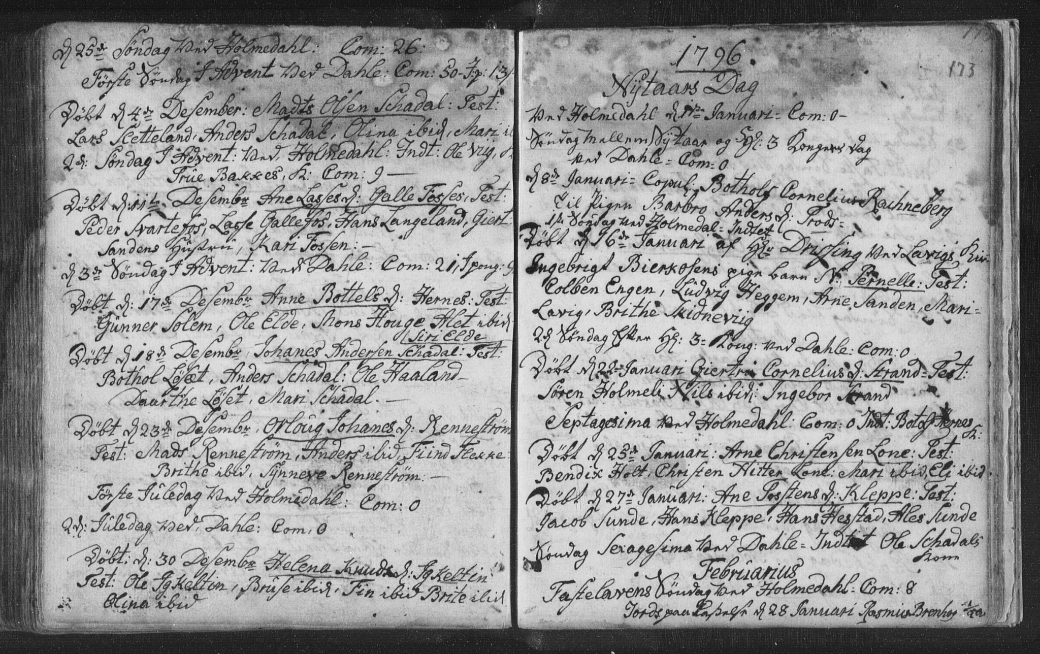 Fjaler sokneprestembete, SAB/A-79801/H/Haa/Haaa/L0002: Parish register (official) no. A 2, 1779-1798, p. 173