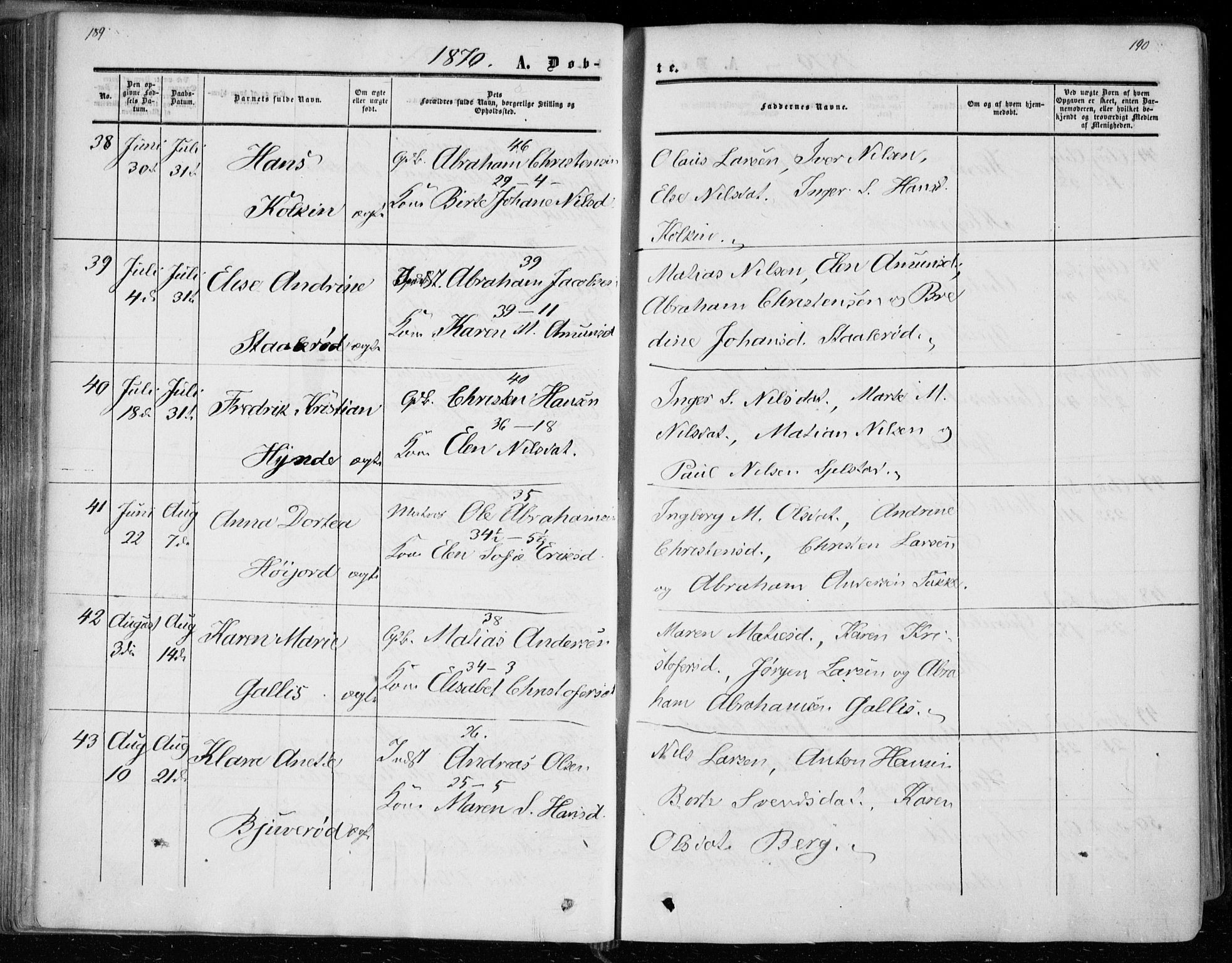 Andebu kirkebøker, SAKO/A-336/F/Fa/L0005: Parish register (official) no. 5, 1857-1870, p. 189-190