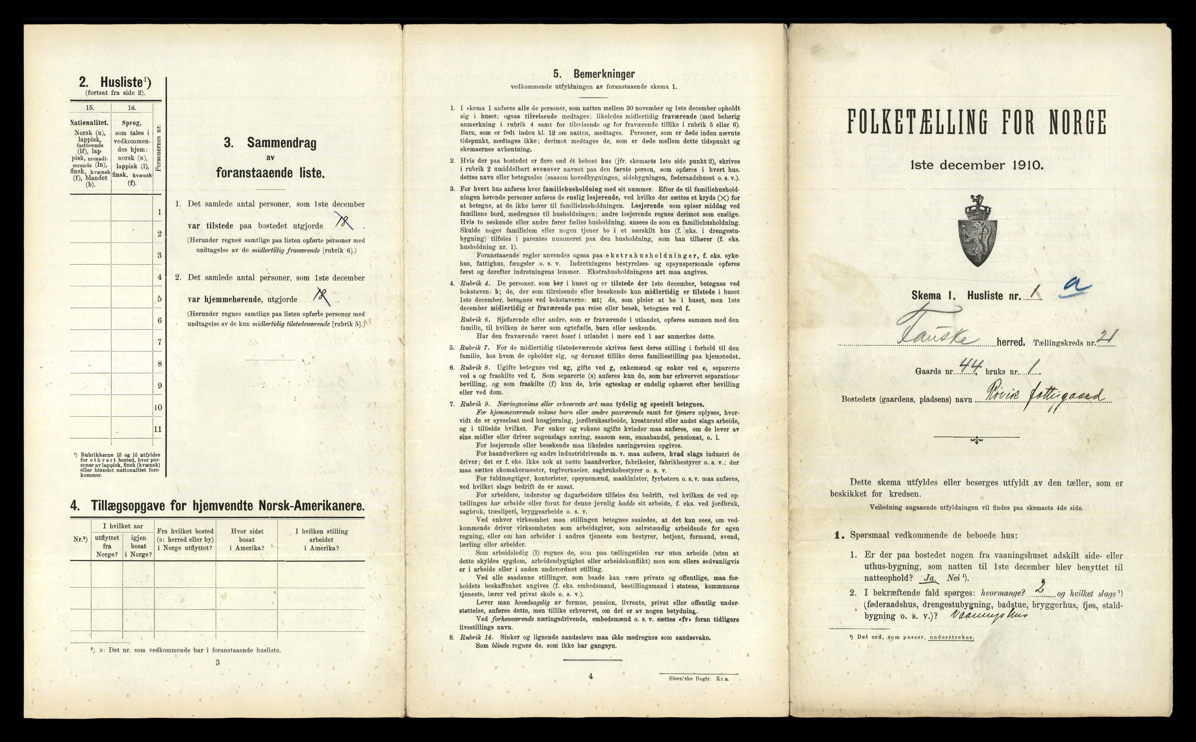 RA, 1910 census for Fauske, 1910, p. 1342