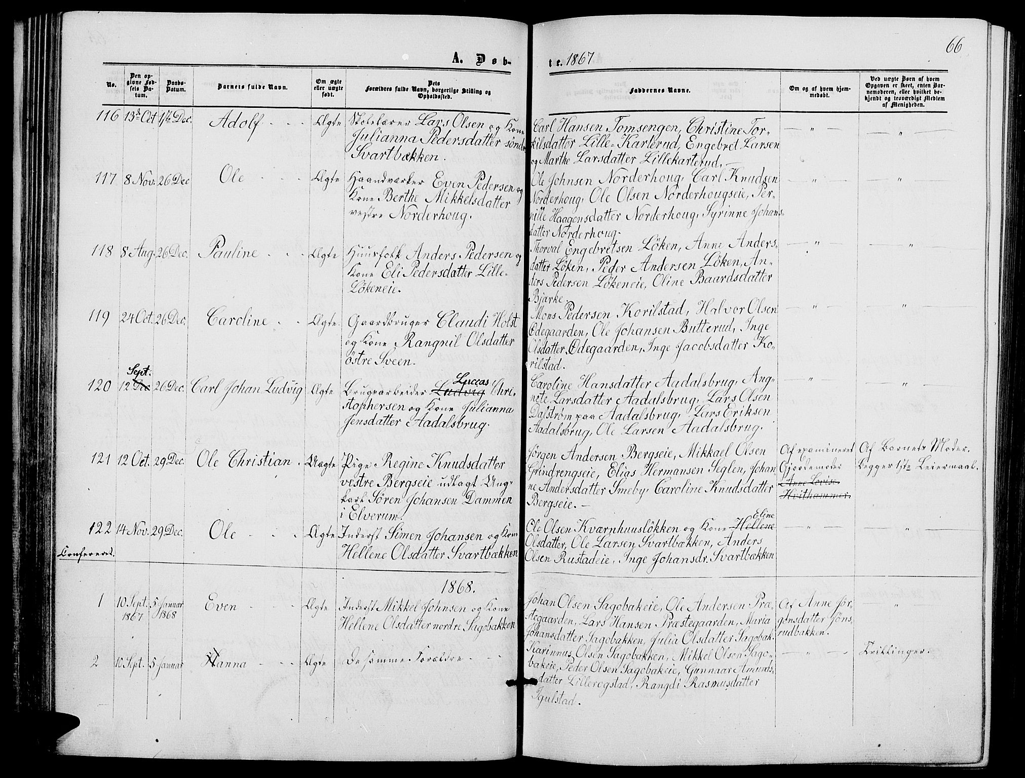 Løten prestekontor, SAH/PREST-022/L/La/L0004: Parish register (copy) no. 4, 1863-1877, p. 66
