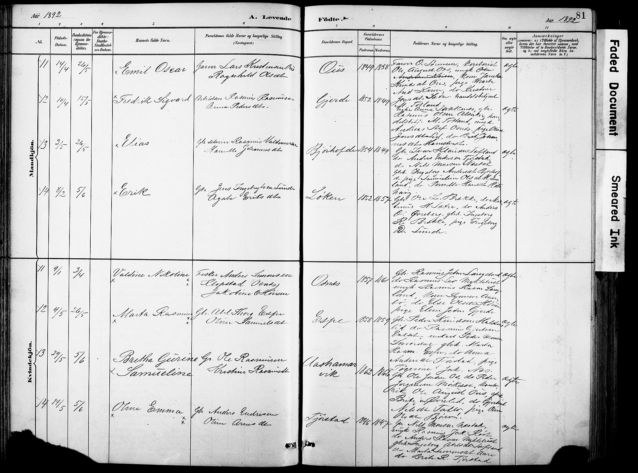 Eid sokneprestembete, SAB/A-82301/H/Hab/Habb/L0002: Parish register (copy) no. B 2, 1882-1907, p. 81