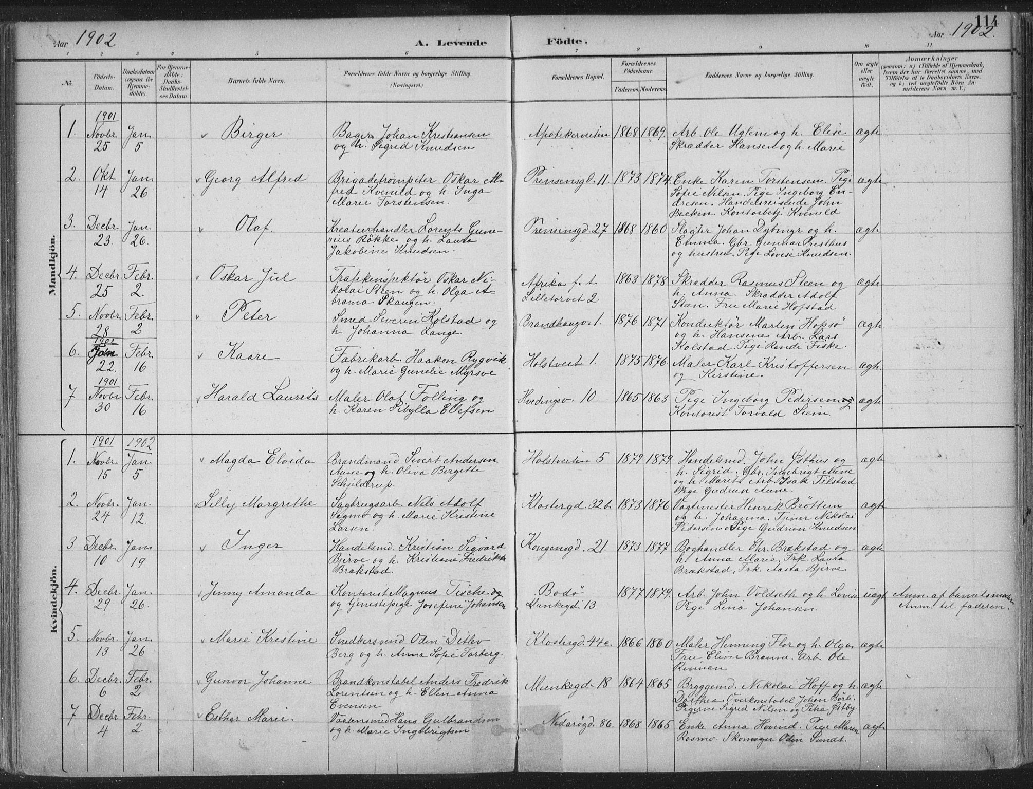 Ministerialprotokoller, klokkerbøker og fødselsregistre - Sør-Trøndelag, SAT/A-1456/601/L0062: Parish register (official) no. 601A30, 1891-1911, p. 114