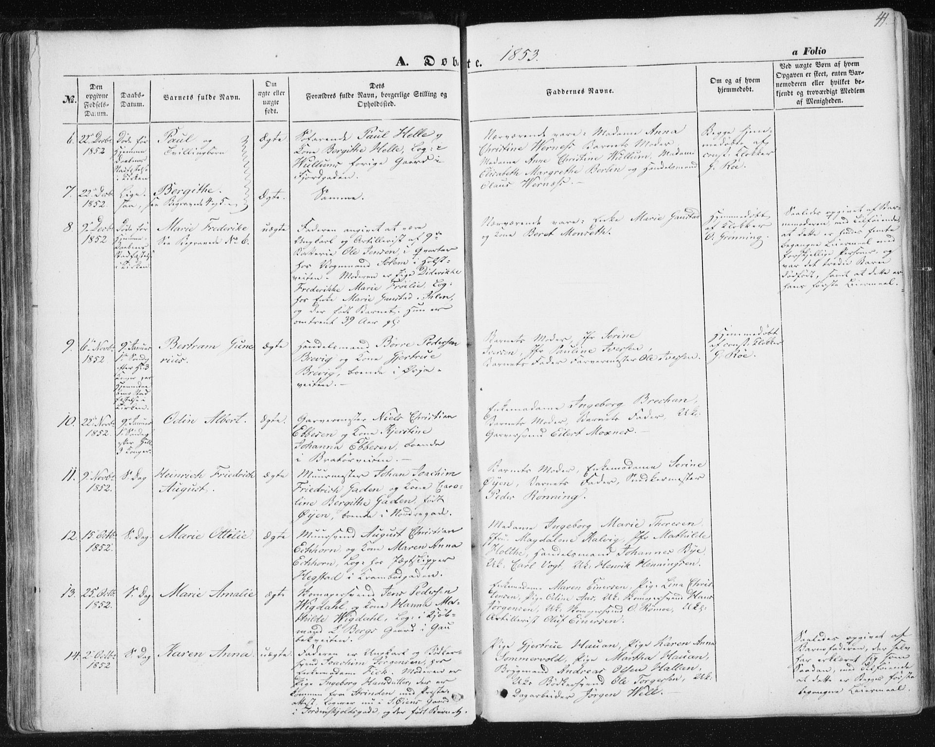 Ministerialprotokoller, klokkerbøker og fødselsregistre - Sør-Trøndelag, SAT/A-1456/602/L0112: Parish register (official) no. 602A10, 1848-1859, p. 41