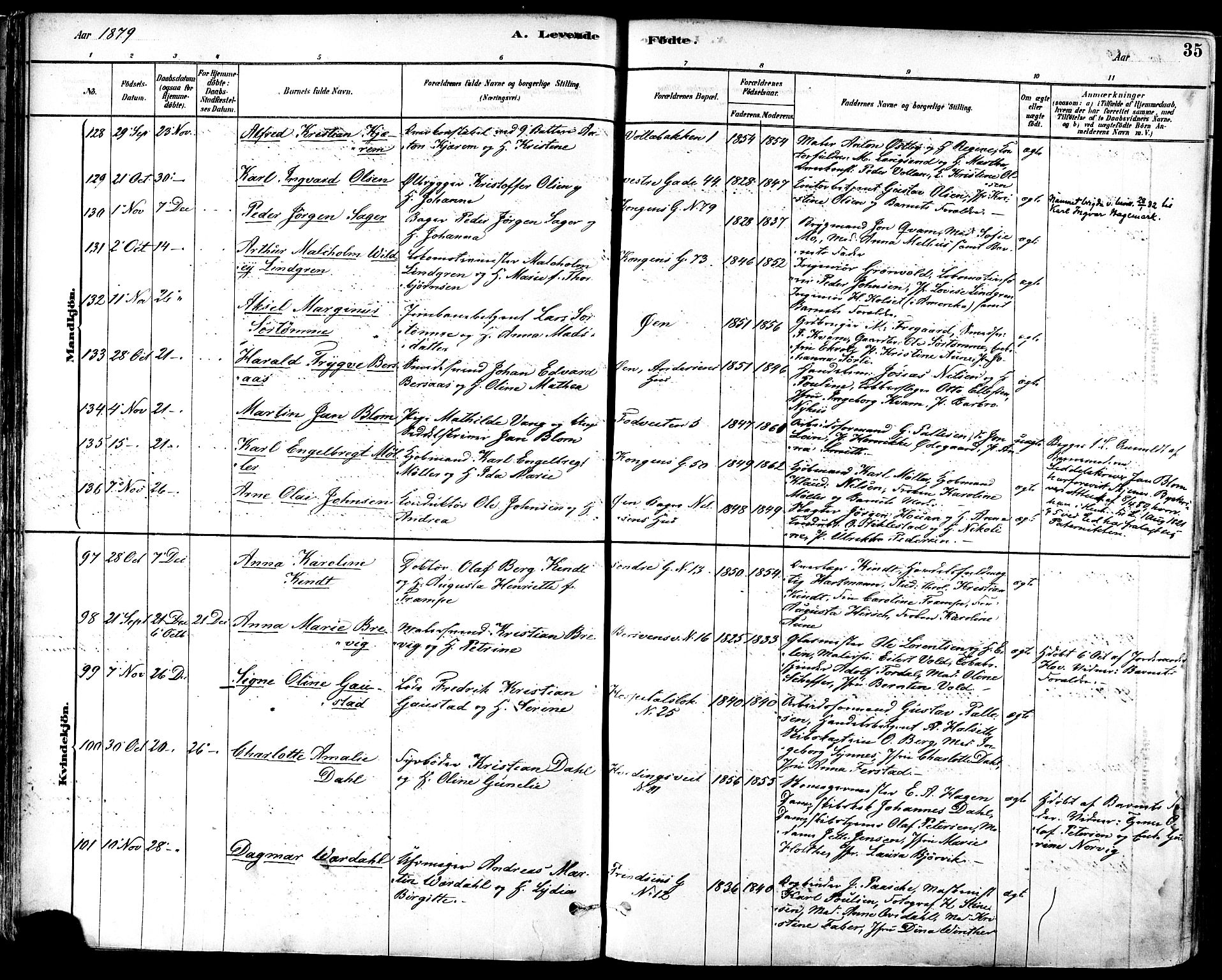 Ministerialprotokoller, klokkerbøker og fødselsregistre - Sør-Trøndelag, SAT/A-1456/601/L0057: Parish register (official) no. 601A25, 1877-1891, p. 35