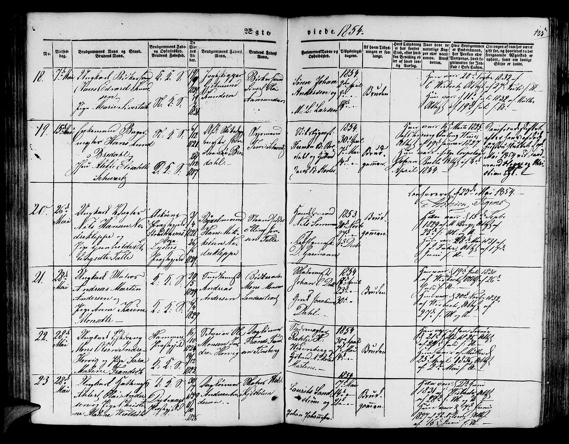 Korskirken sokneprestembete, AV/SAB-A-76101/H/Hab: Parish register (copy) no. D 1, 1840-1867, p. 135