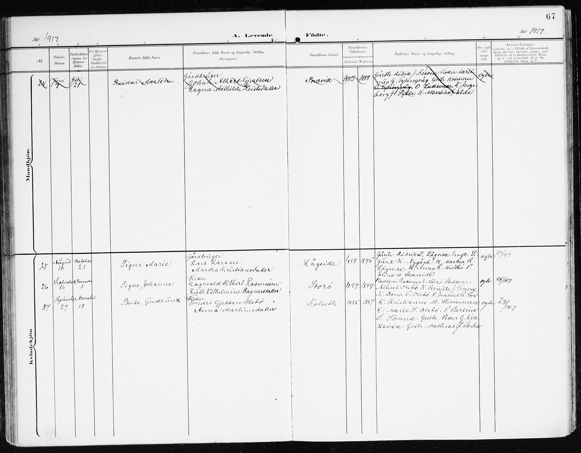 Davik sokneprestembete, AV/SAB-A-79701/H/Haa/Haad/L0002: Parish register (official) no. D 2, 1901-1930, p. 67