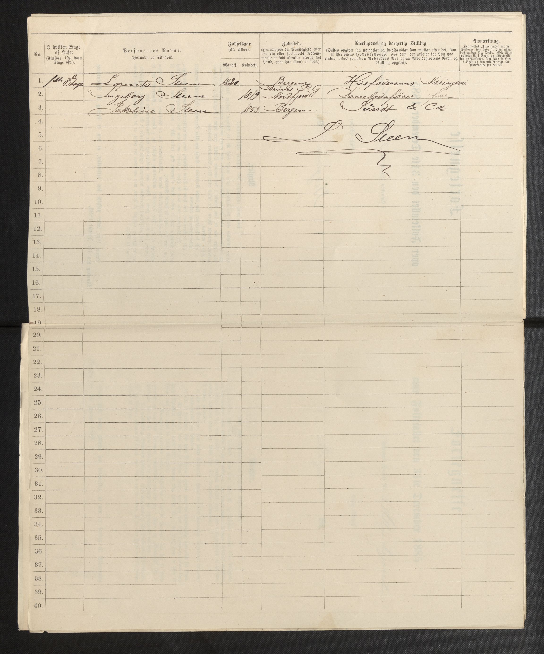 SAB, 1885 census for 1301 Bergen, 1885, p. 2027