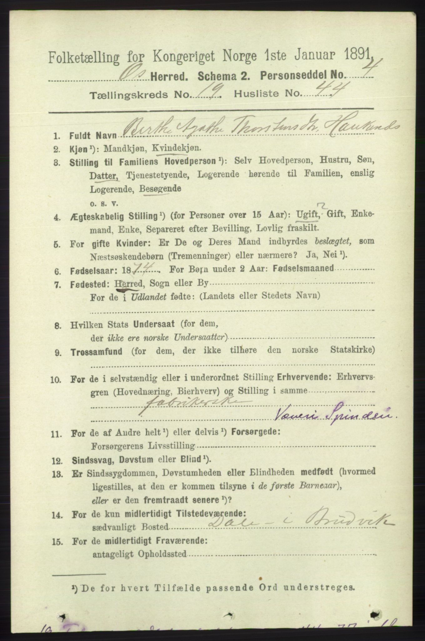 RA, 1891 census for 1243 Os, 1891, p. 4200