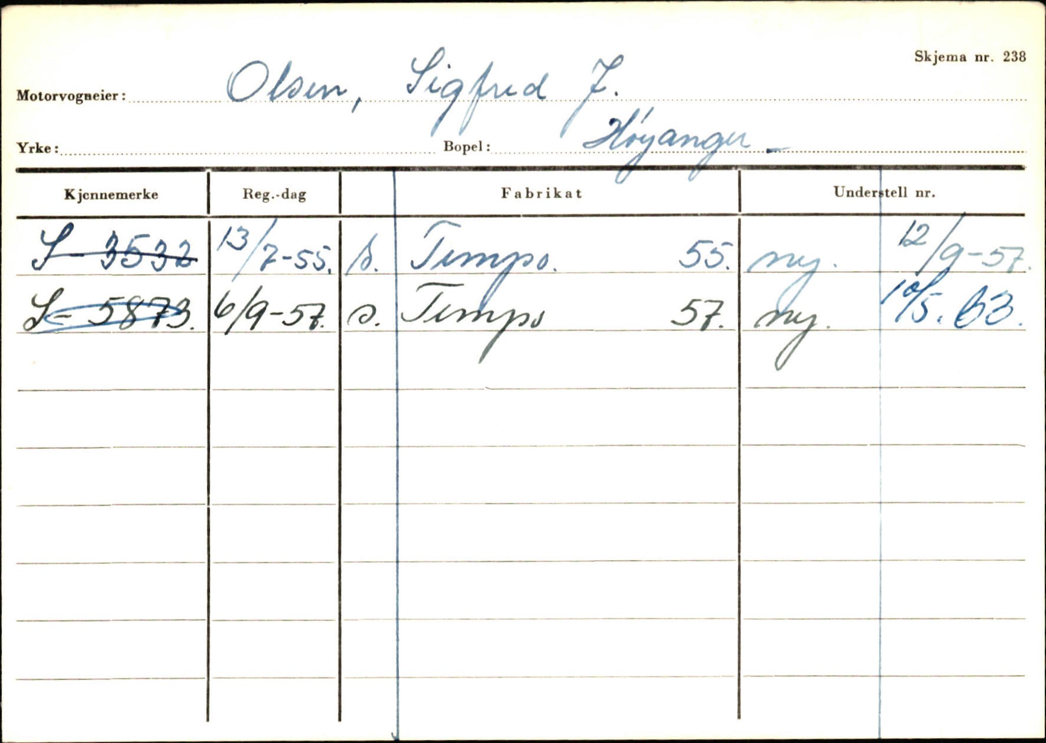 Statens vegvesen, Sogn og Fjordane vegkontor, SAB/A-5301/4/F/L0130: Eigarregister Eid T-Å. Høyanger A-O, 1945-1975, p. 2464