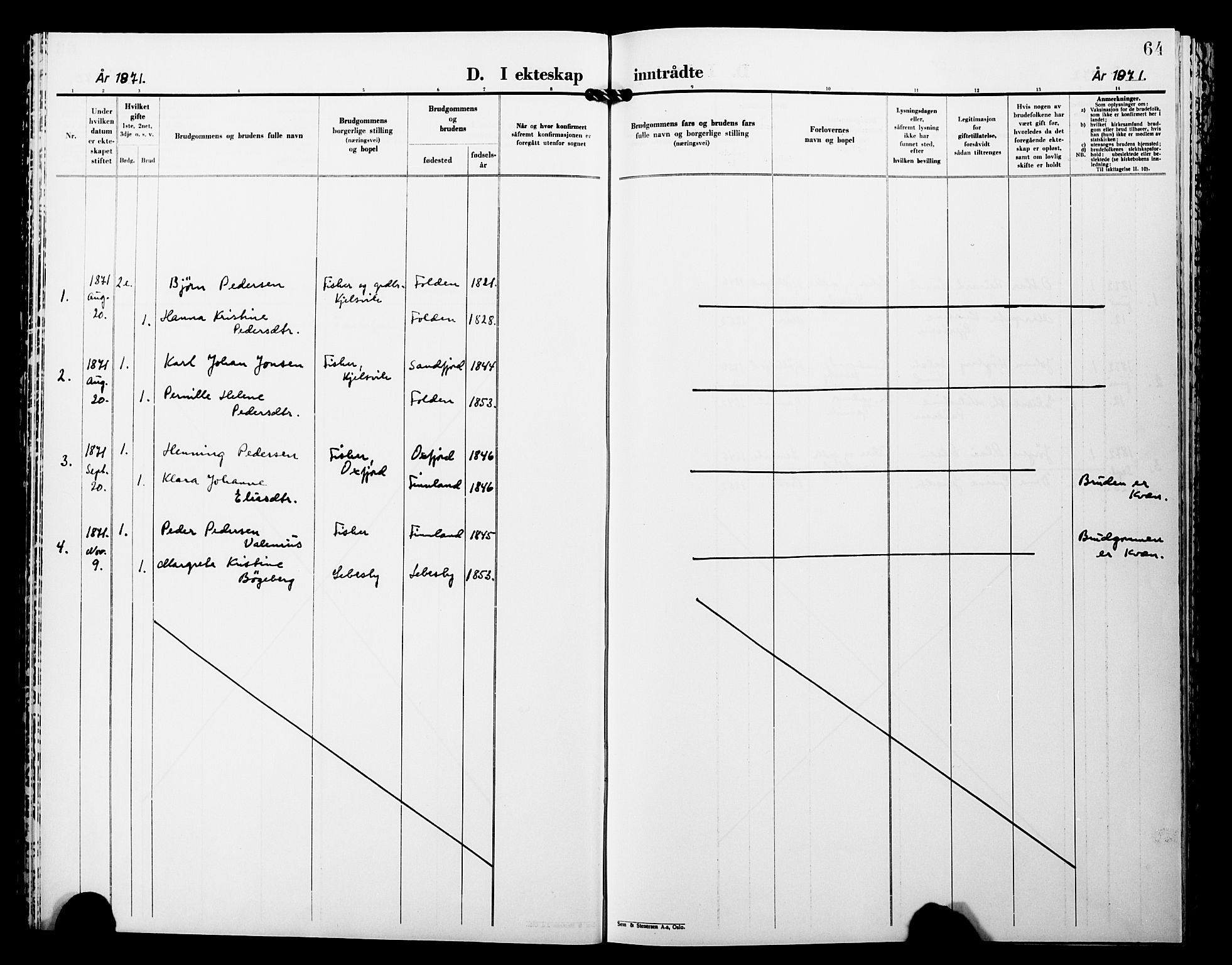 Lebesby sokneprestkontor, AV/SATØ-S-1353/H/Ha/L0005kirke: Parish register (official) no. 5, 1870-1902, p. 64