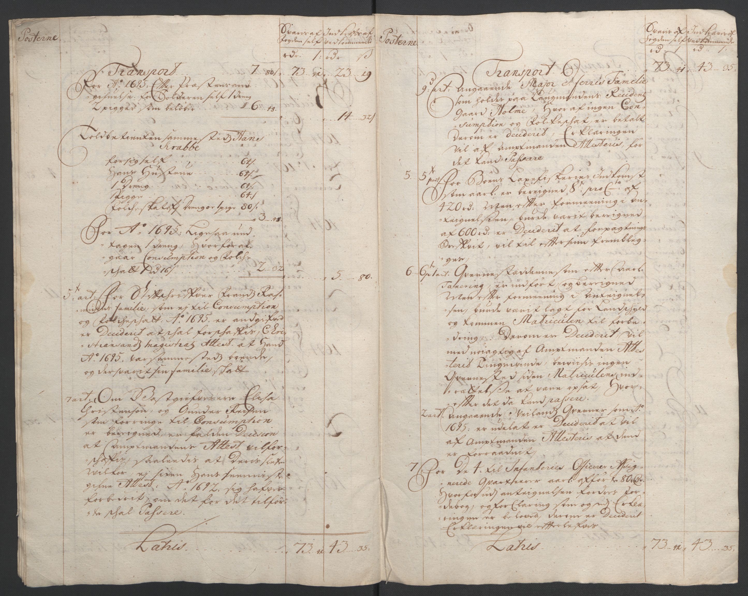 Rentekammeret inntil 1814, Reviderte regnskaper, Fogderegnskap, AV/RA-EA-4092/R43/L2545: Fogderegnskap Lista og Mandal, 1694-1695, p. 29