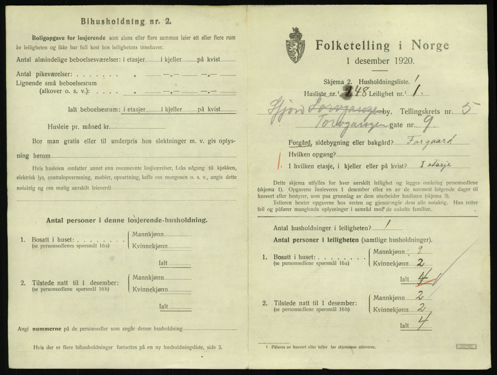 SAKO, 1920 census for Sandefjord, 1920, p. 2630