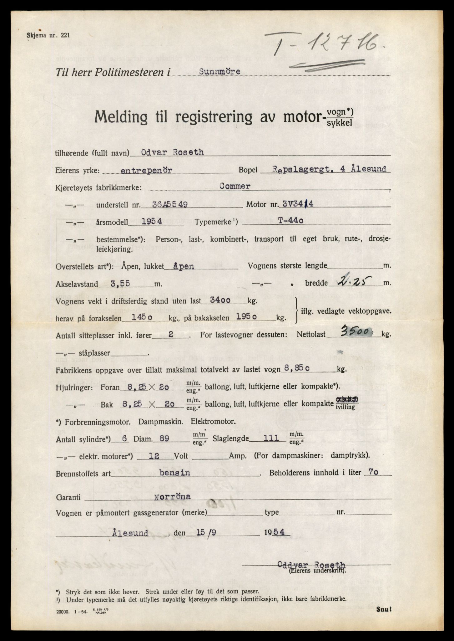 Møre og Romsdal vegkontor - Ålesund trafikkstasjon, AV/SAT-A-4099/F/Fe/L0035: Registreringskort for kjøretøy T 12653 - T 12829, 1927-1998, p. 1230