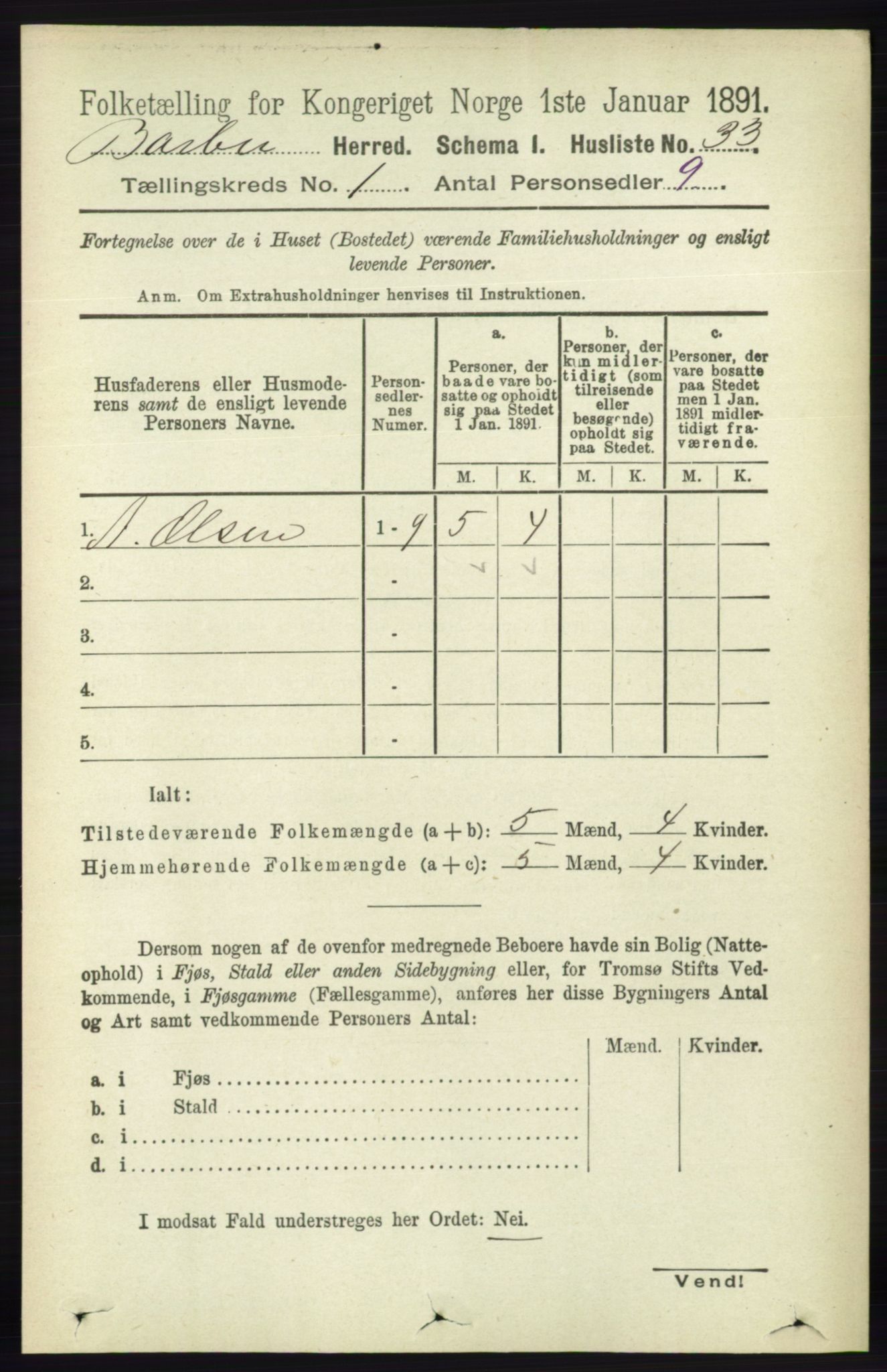 RA, 1891 census for 0990 Barbu, 1891, p. 64