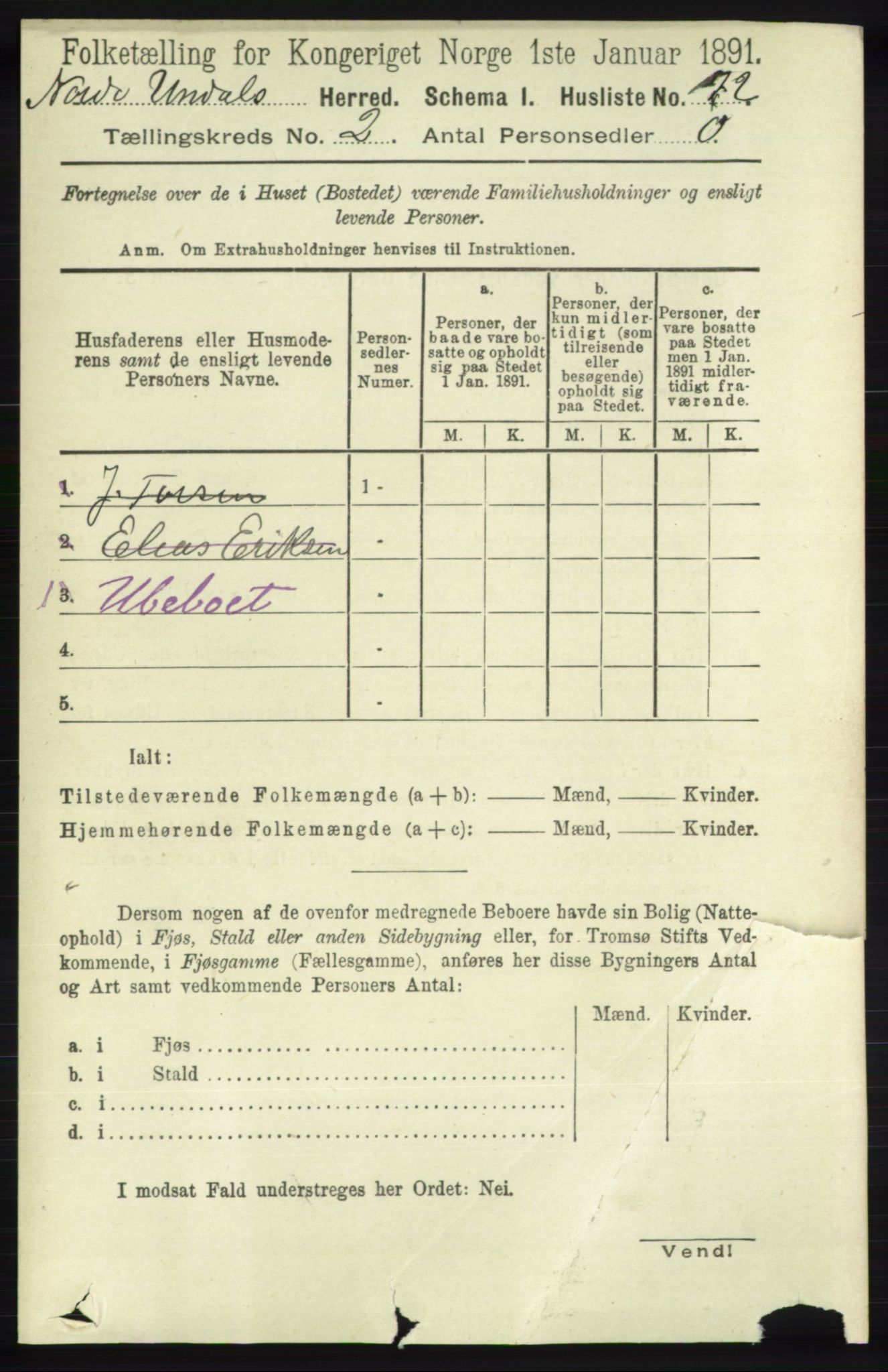 RA, 1891 census for 1028 Nord-Audnedal, 1891, p. 351