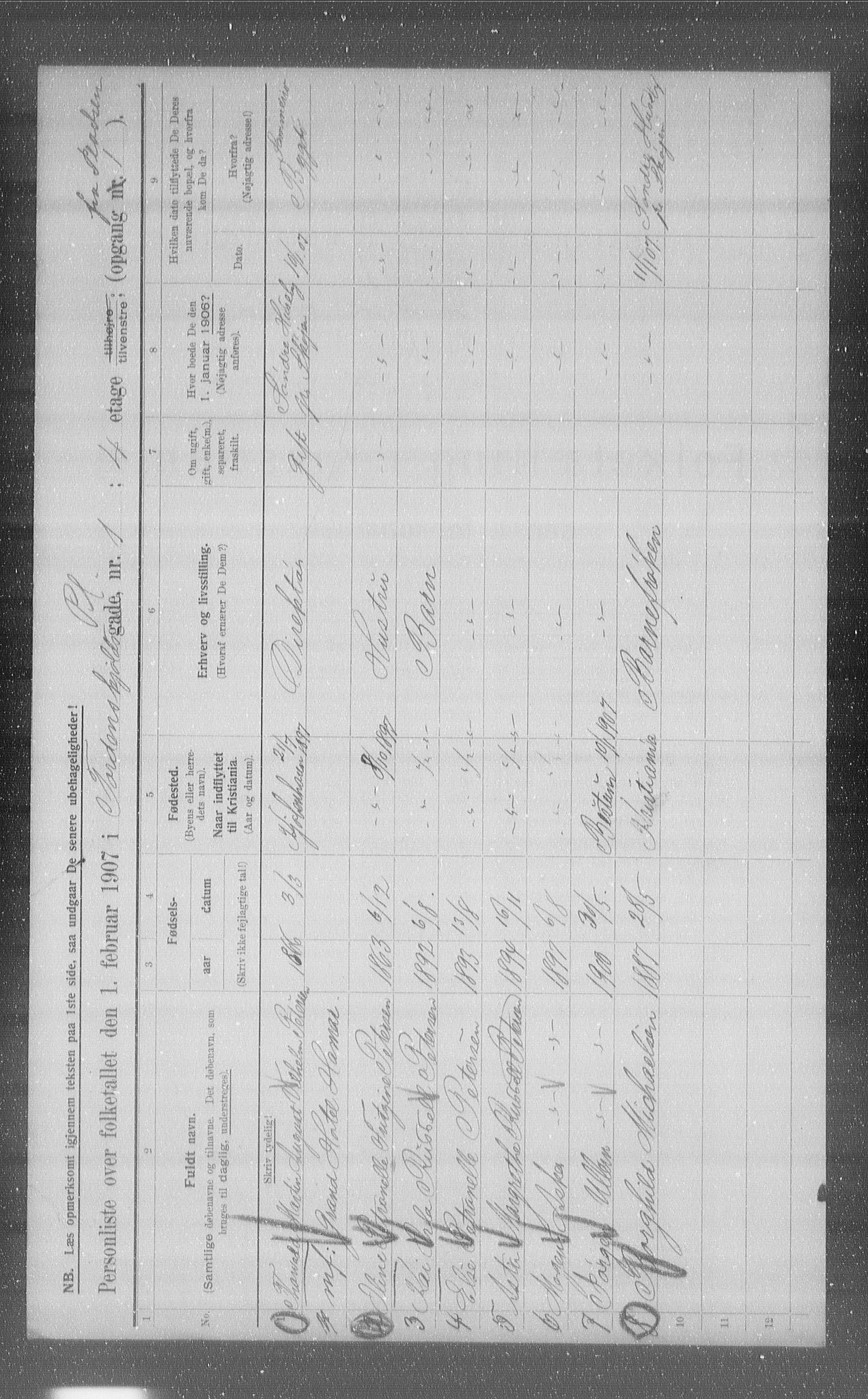 OBA, Municipal Census 1907 for Kristiania, 1907, p. 57871