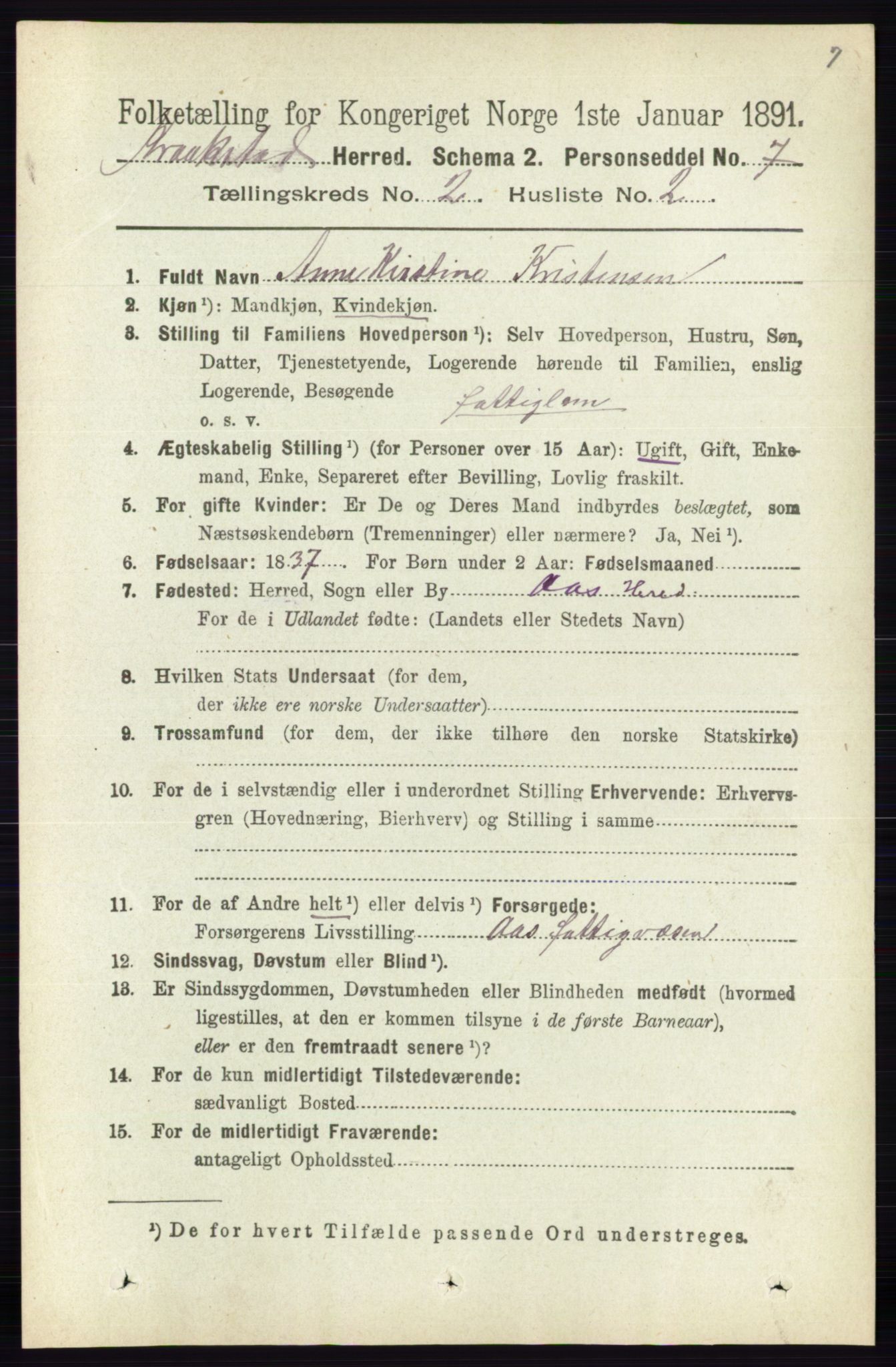 RA, 1891 census for 0212 Kråkstad, 1891, p. 756