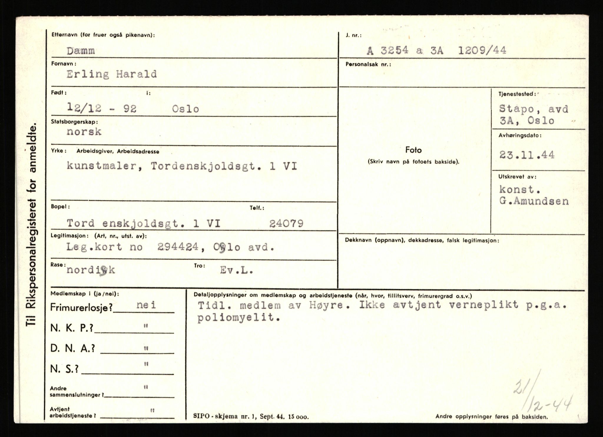 Statspolitiet - Hovedkontoret / Osloavdelingen, AV/RA-S-1329/C/Ca/L0003: Brechan - Eichinger	, 1943-1945, p. 3040