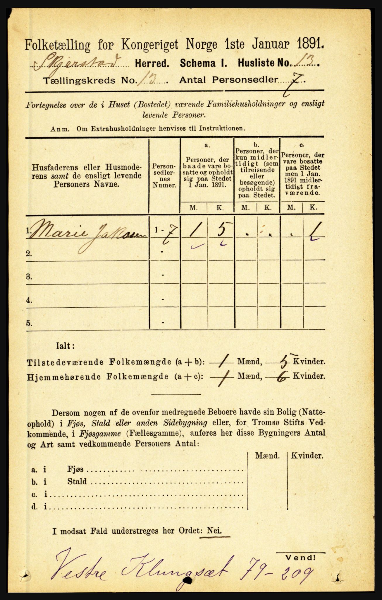 RA, 1891 census for 1842 Skjerstad, 1891, p. 4324