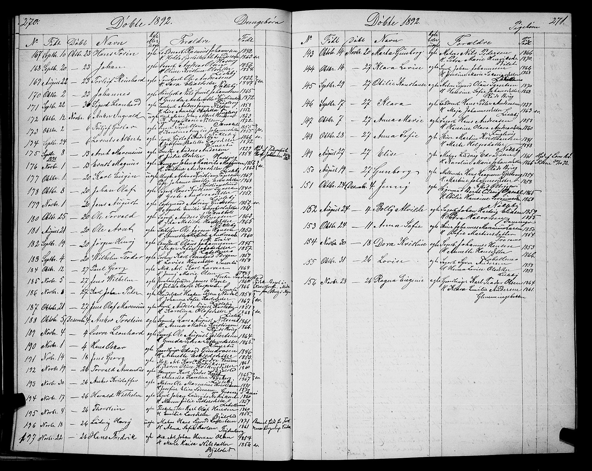 Glemmen prestekontor Kirkebøker, AV/SAO-A-10908/G/Ga/L0005: Parish register (copy) no. 5, 1876-1893, p. 270-271