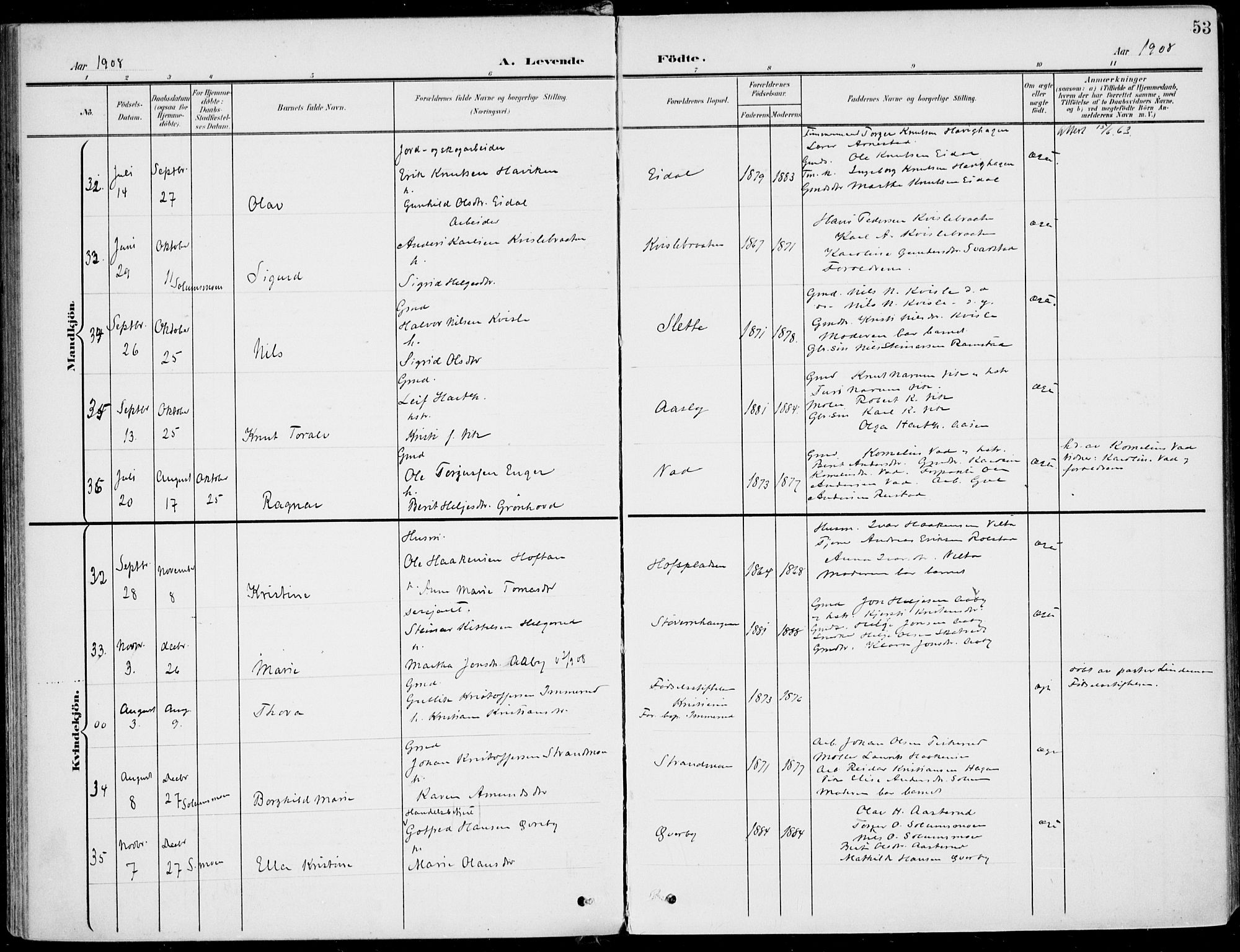 Sigdal kirkebøker, AV/SAKO-A-245/F/Fb/L0002: Parish register (official) no. II 2, 1901-1914, p. 53