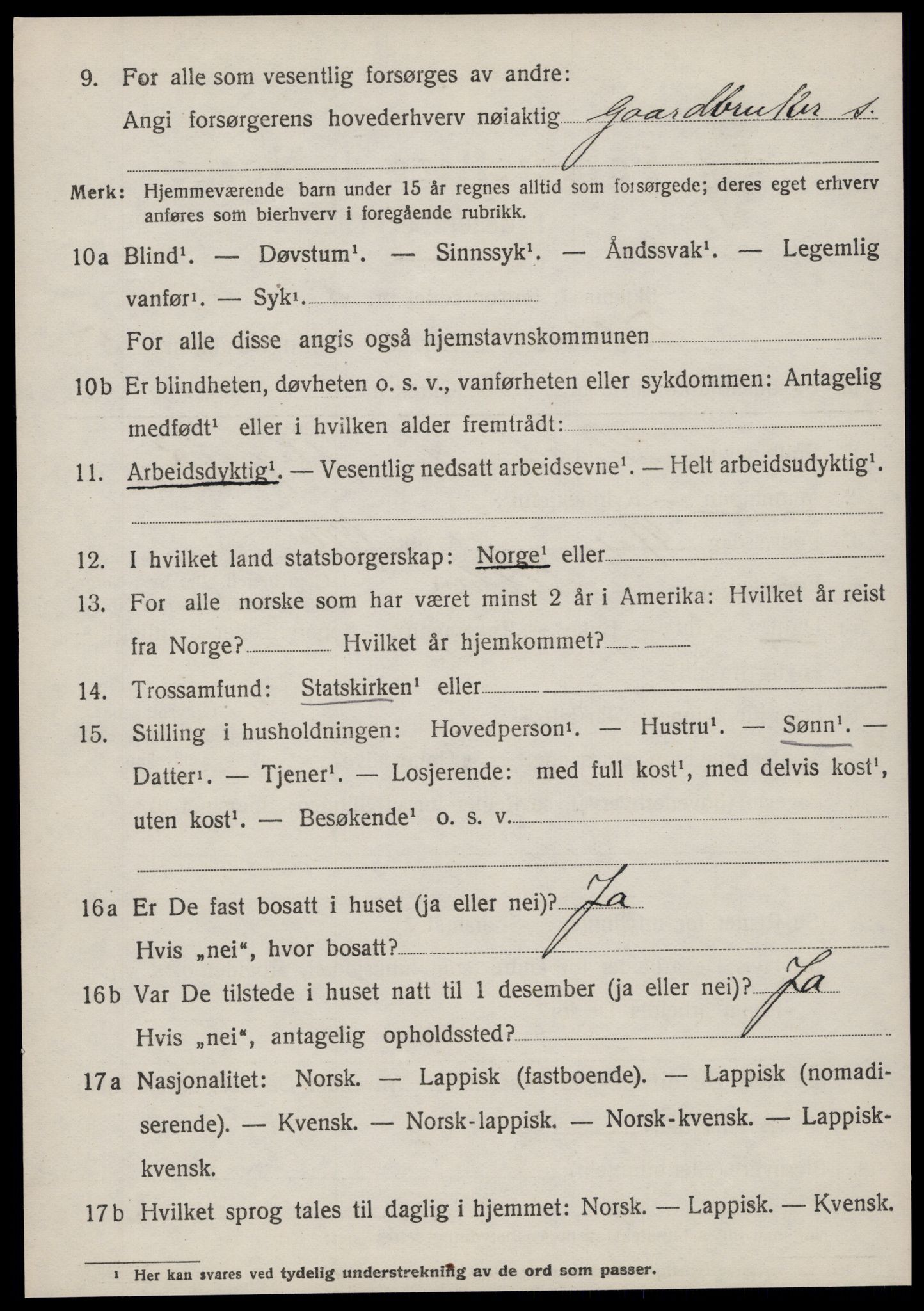 SAT, 1920 census for Fillan, 1920, p. 2353