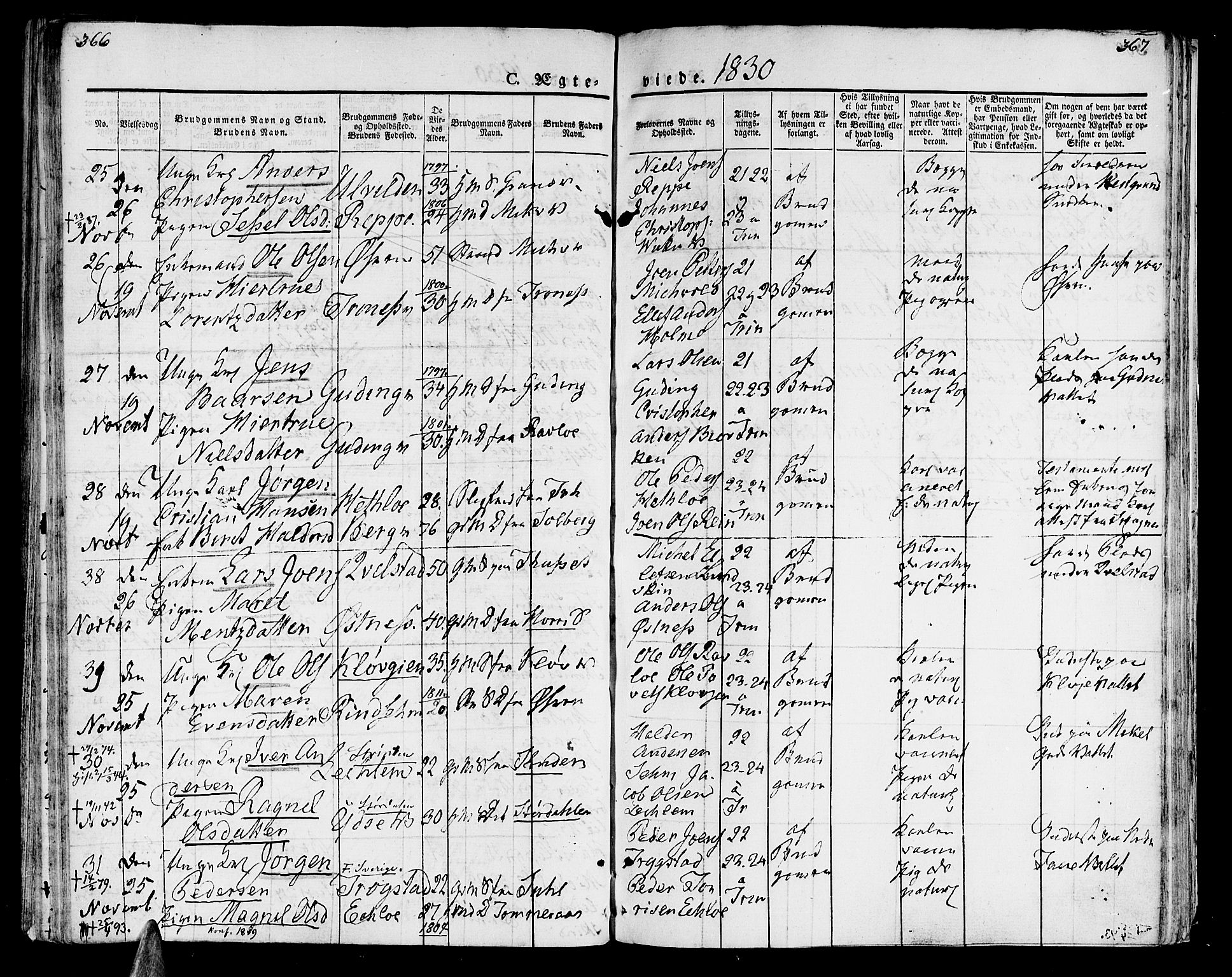 Ministerialprotokoller, klokkerbøker og fødselsregistre - Nord-Trøndelag, AV/SAT-A-1458/723/L0237: Parish register (official) no. 723A06, 1822-1830, p. 366-367