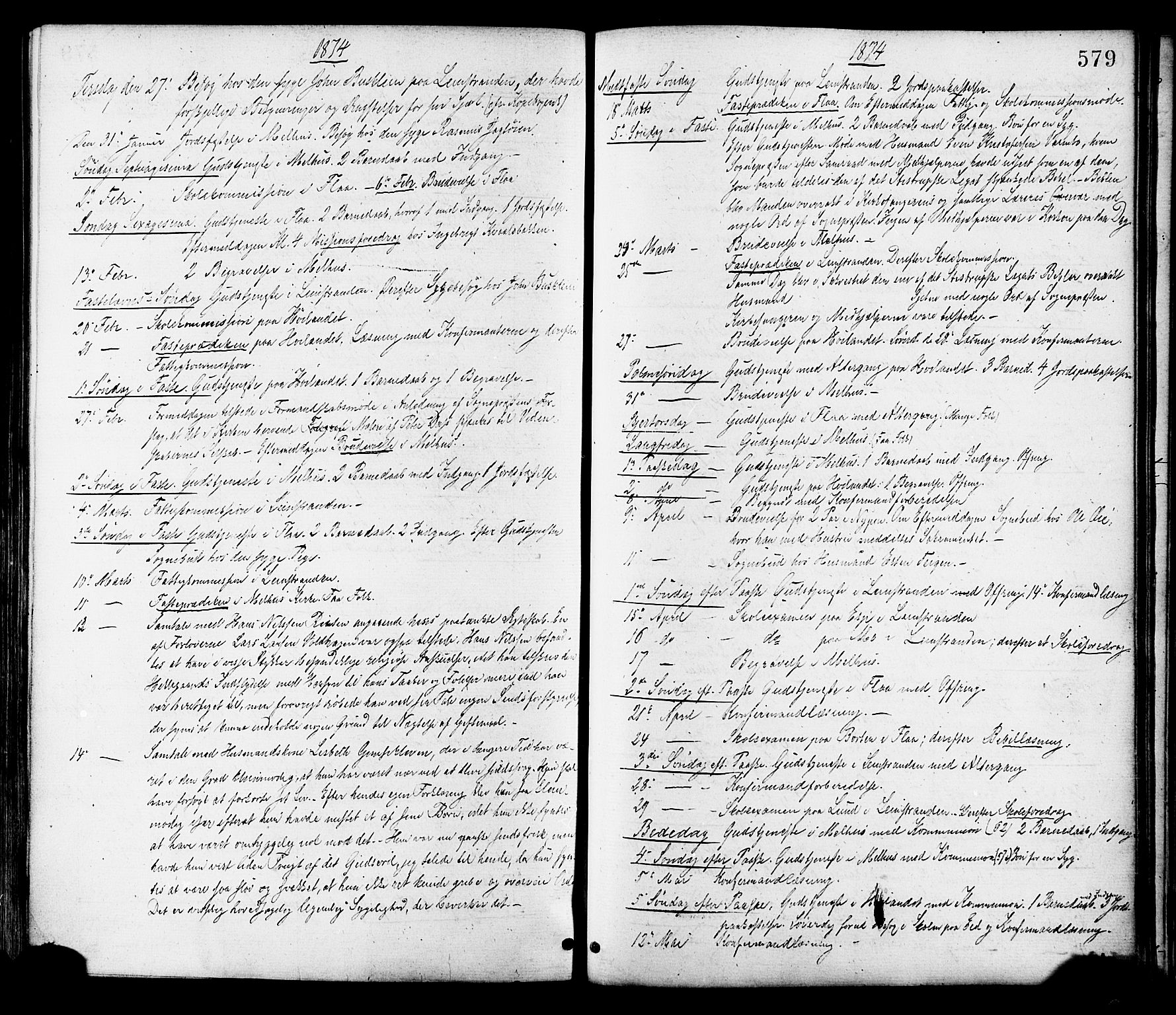 Ministerialprotokoller, klokkerbøker og fødselsregistre - Sør-Trøndelag, SAT/A-1456/691/L1079: Parish register (official) no. 691A11, 1873-1886, p. 579
