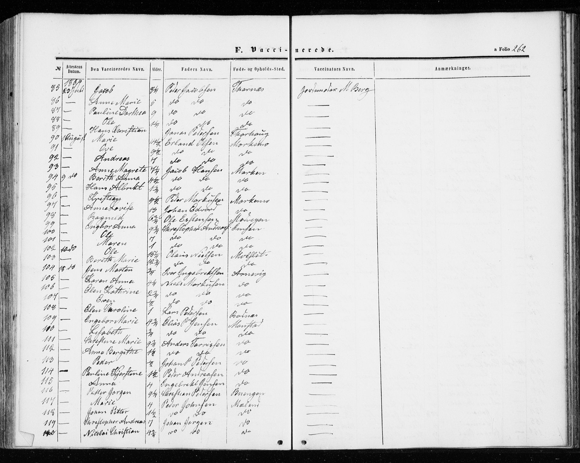 Ministerialprotokoller, klokkerbøker og fødselsregistre - Sør-Trøndelag, SAT/A-1456/655/L0678: Parish register (official) no. 655A07, 1861-1873, p. 262