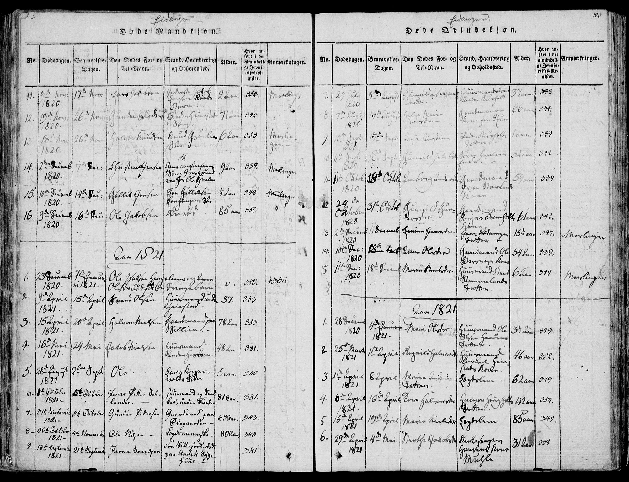 Eidanger kirkebøker, AV/SAKO-A-261/F/Fa/L0007: Parish register (official) no. 7, 1814-1831, p. 103