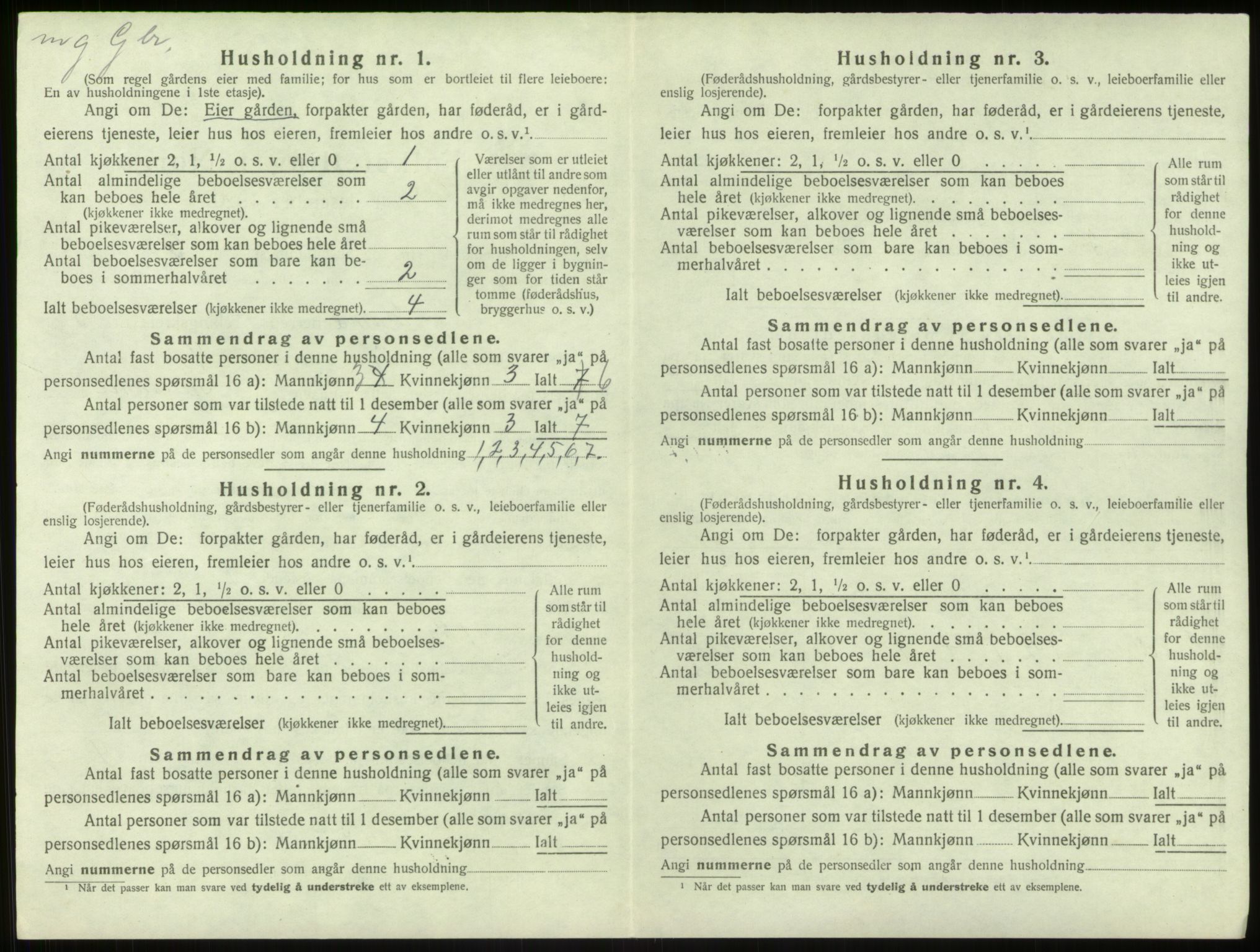 SAB, 1920 census for Hamre, 1920, p. 209