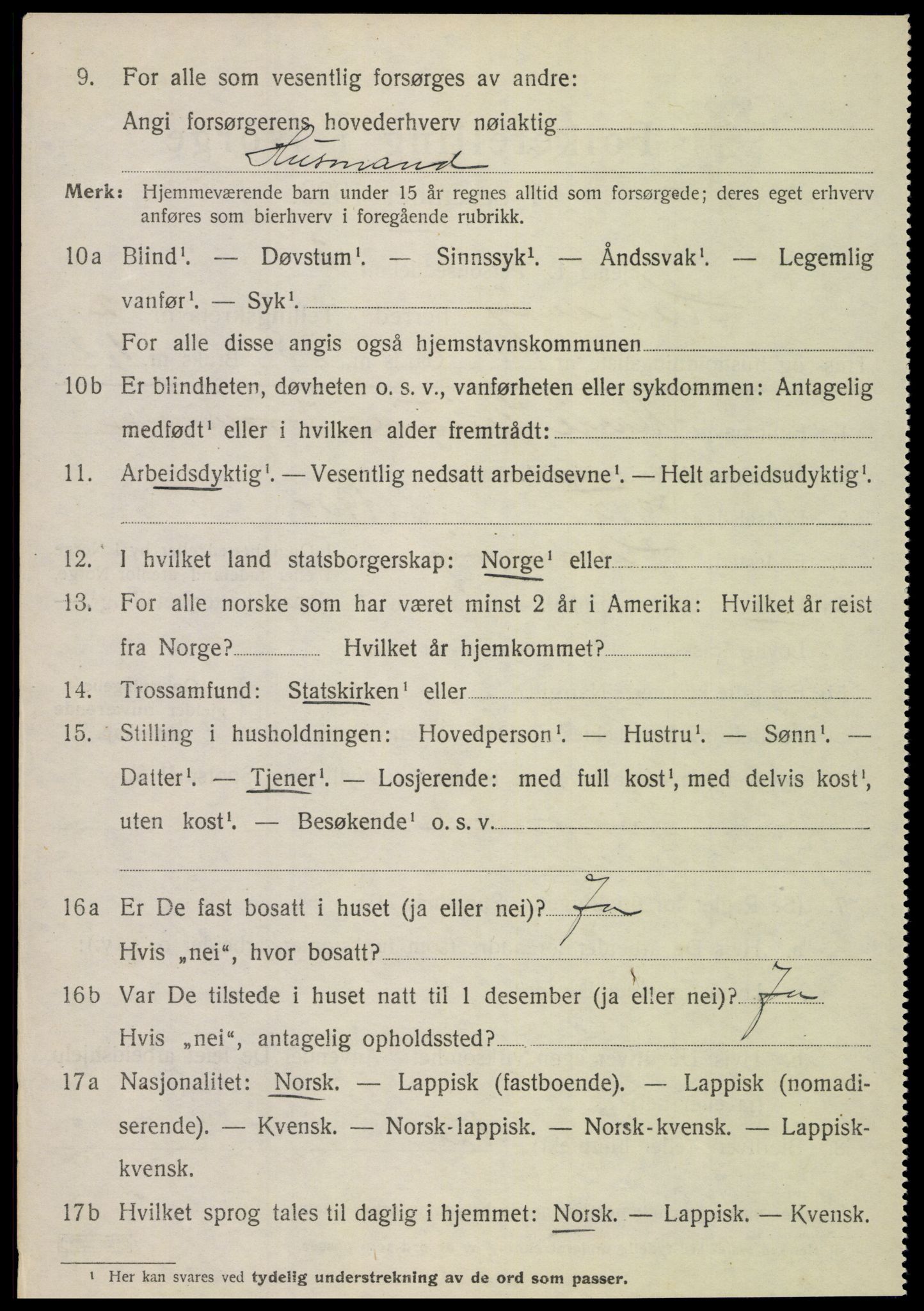 SAT, 1920 census for Hamarøy, 1920, p. 2015