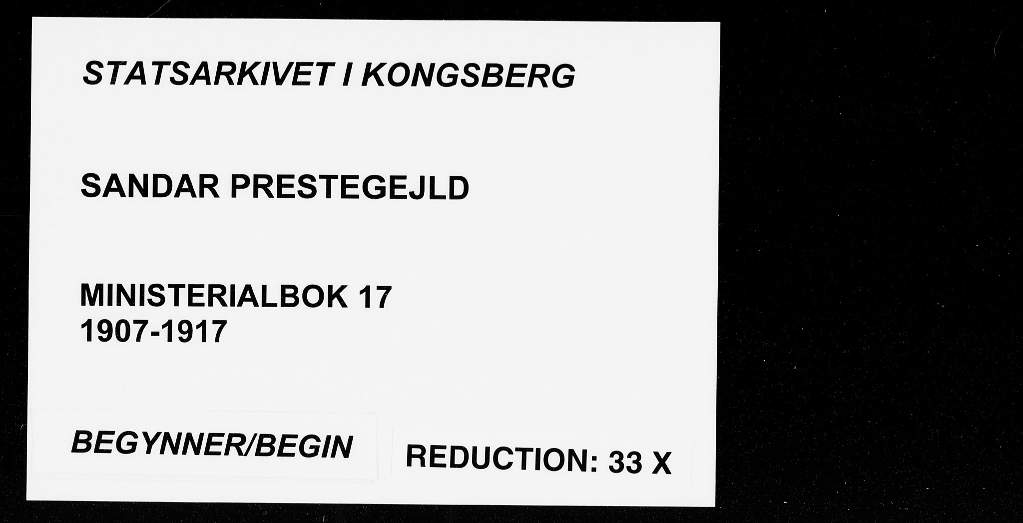 Sandar kirkebøker, AV/SAKO-A-243/F/Fa/L0017: Parish register (official) no. 17, 1907-1917