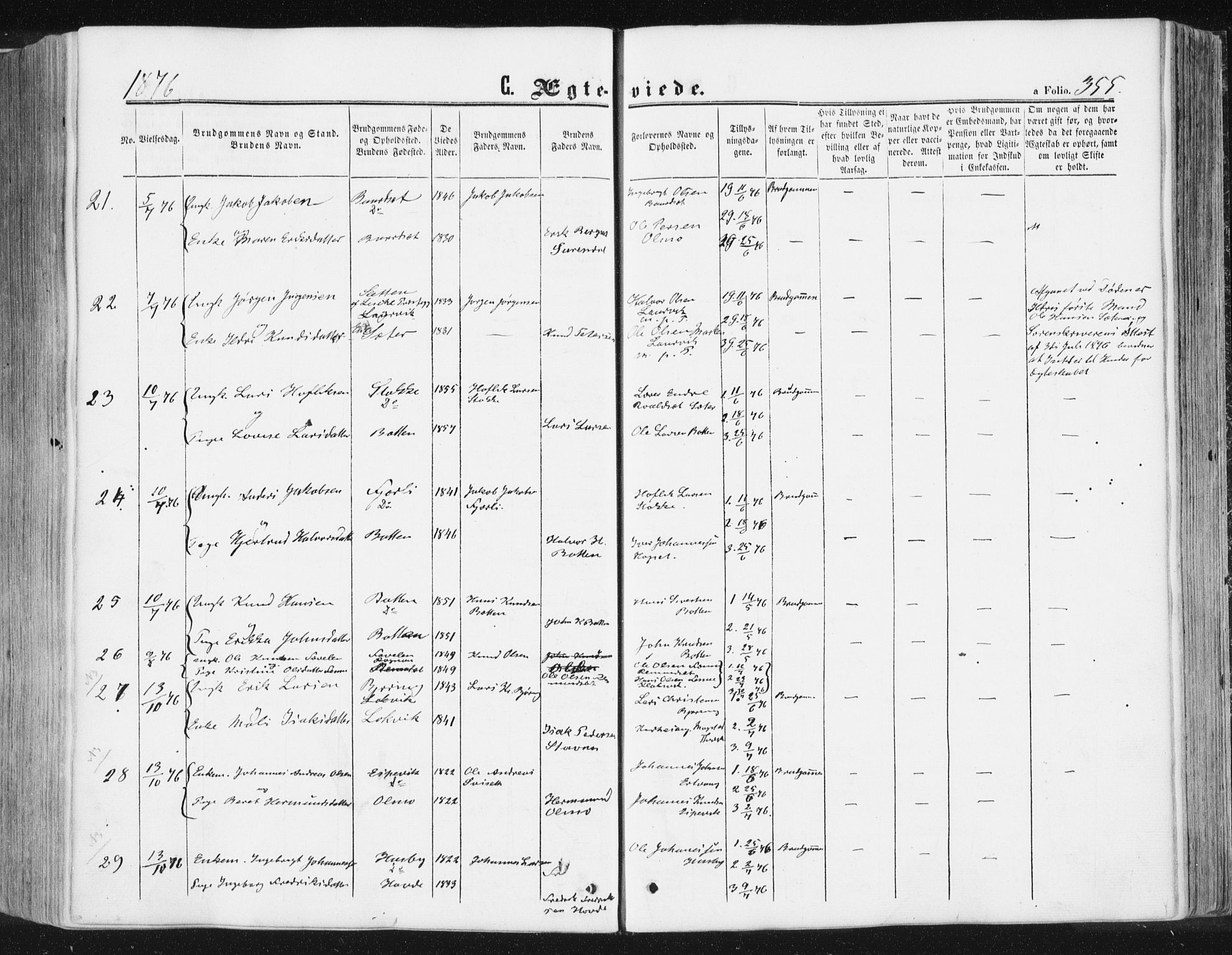 Ministerialprotokoller, klokkerbøker og fødselsregistre - Møre og Romsdal, SAT/A-1454/578/L0905: Parish register (official) no. 578A04, 1859-1877, p. 355