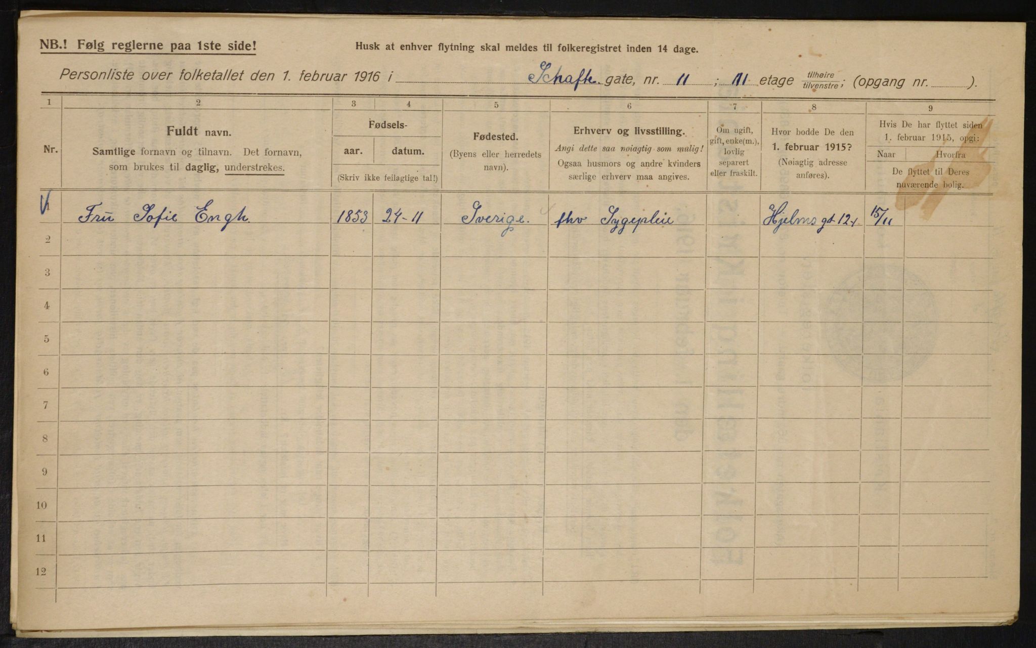 OBA, Municipal Census 1916 for Kristiania, 1916, p. 91585