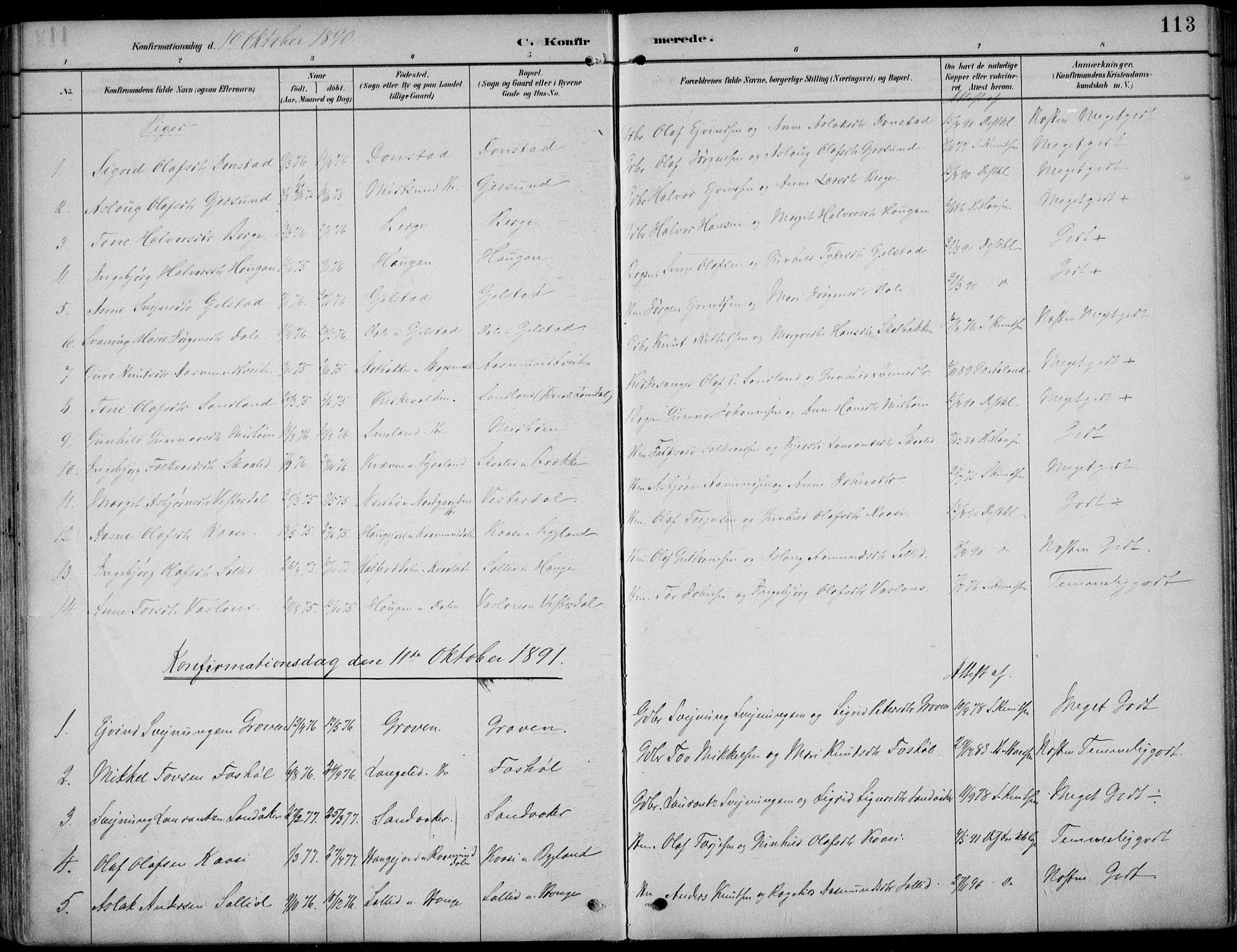 Kviteseid kirkebøker, SAKO/A-276/F/Fb/L0002: Parish register (official) no. II 2, 1882-1916, p. 113