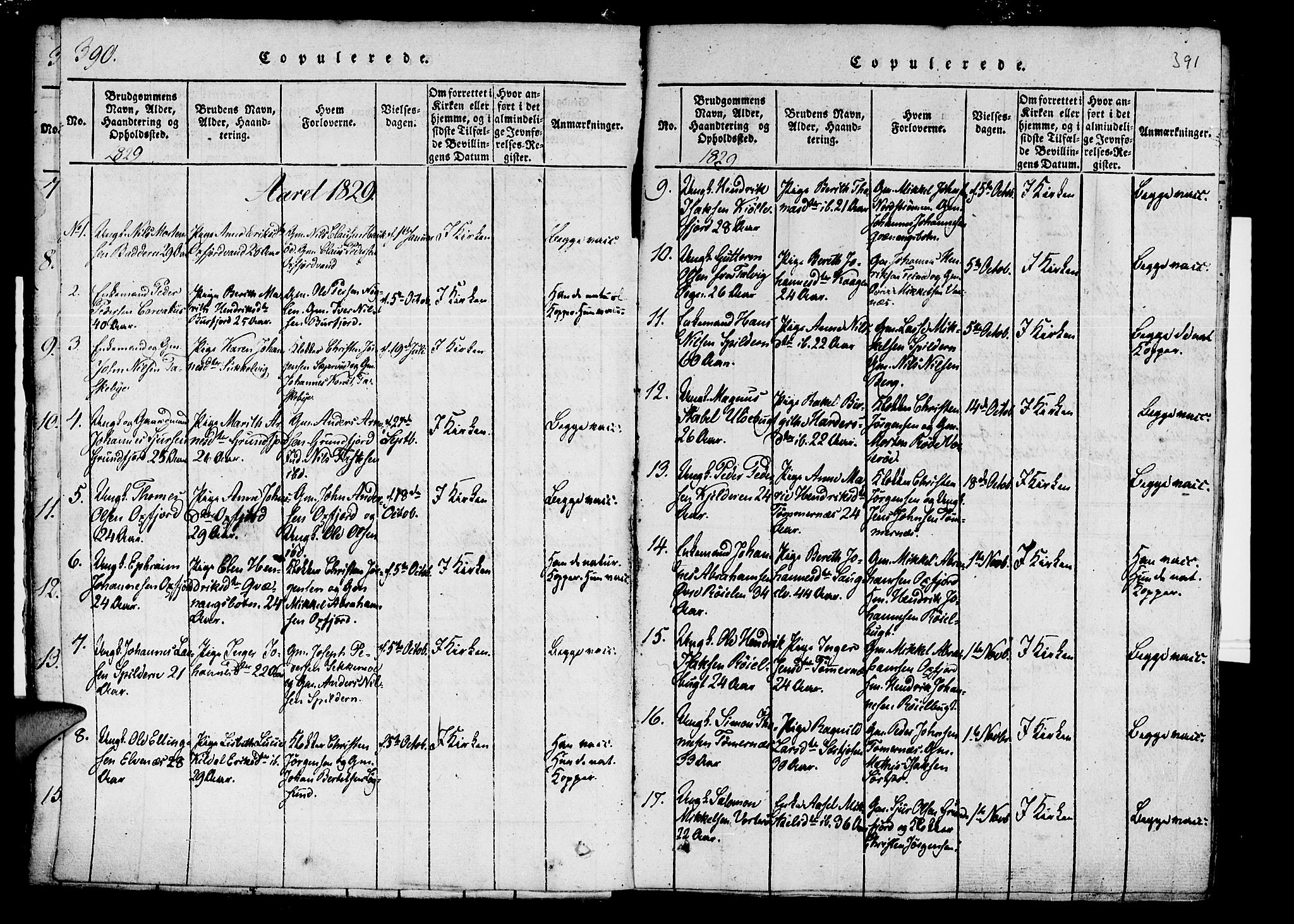 Skjervøy sokneprestkontor, AV/SATØ-S-1300/H/Ha/Haa/L0004kirke: Parish register (official) no. 4, 1820-1838, p. 390-391