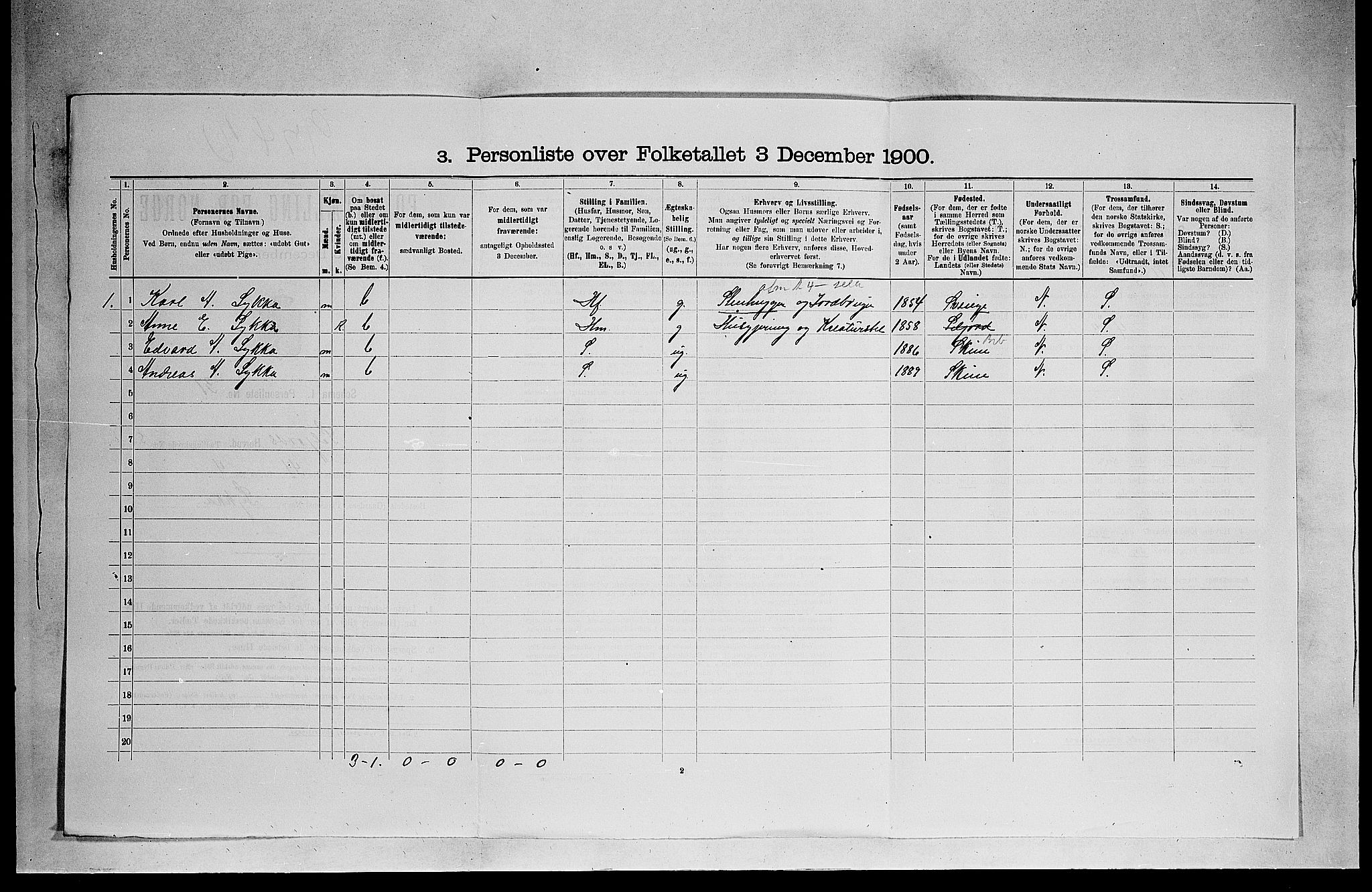 SAKO, 1900 census for Seljord, 1900, p. 501