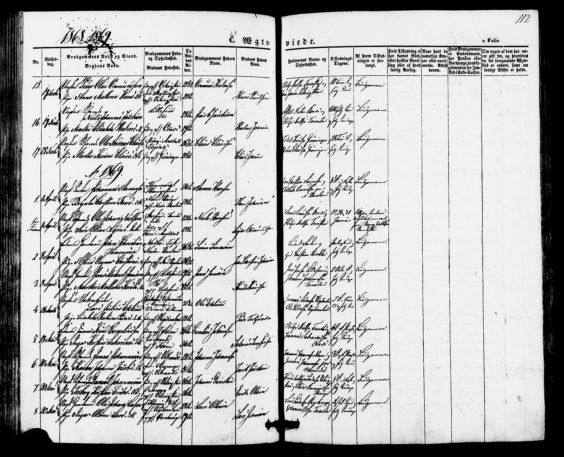 Torvastad sokneprestkontor, AV/SAST-A -101857/H/Ha/Haa/L0010: Parish register (official) no. A 10, 1857-1878, p. 112