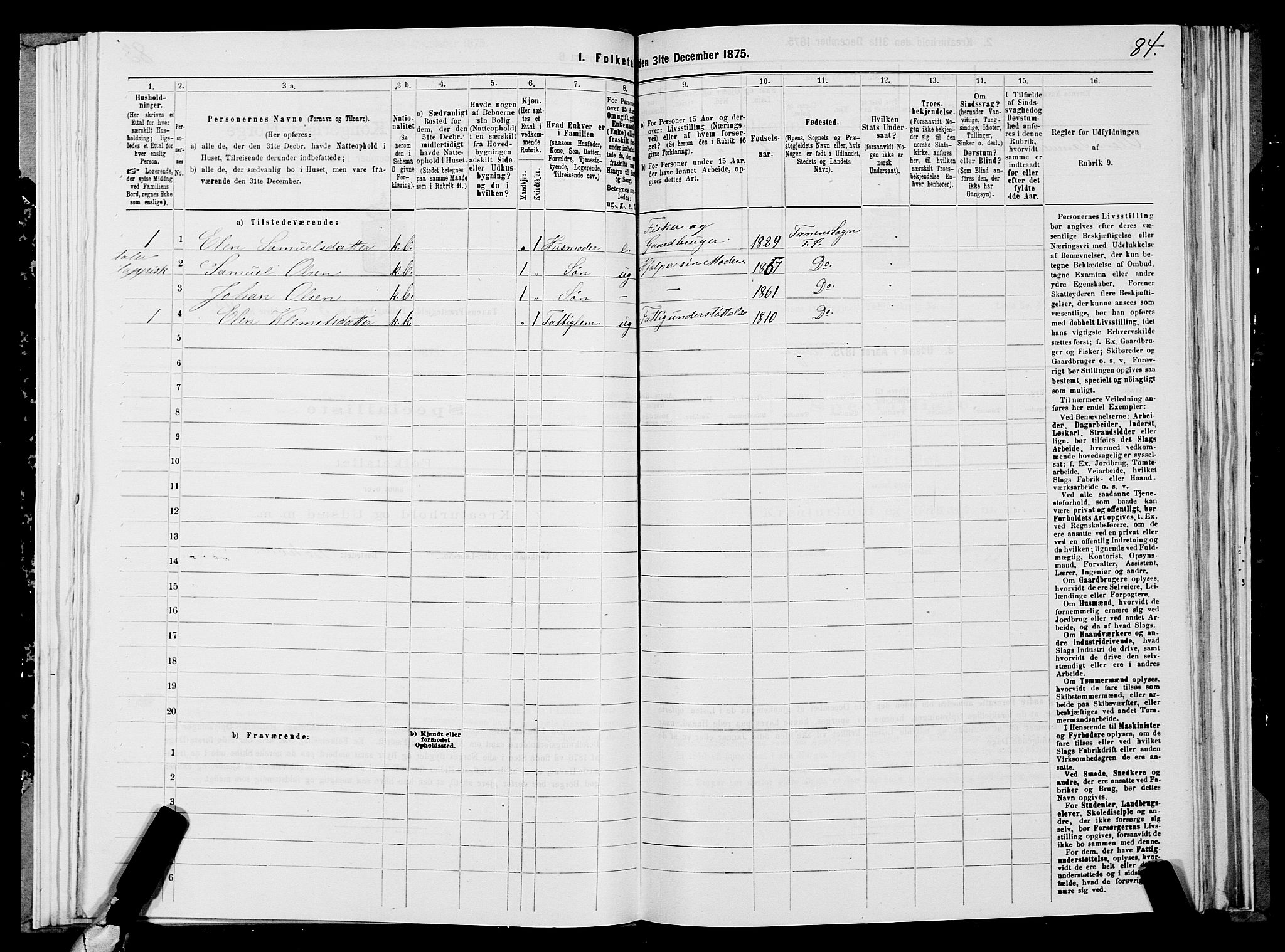 SATØ, 1875 census for 2025P Tana, 1875, p. 2084