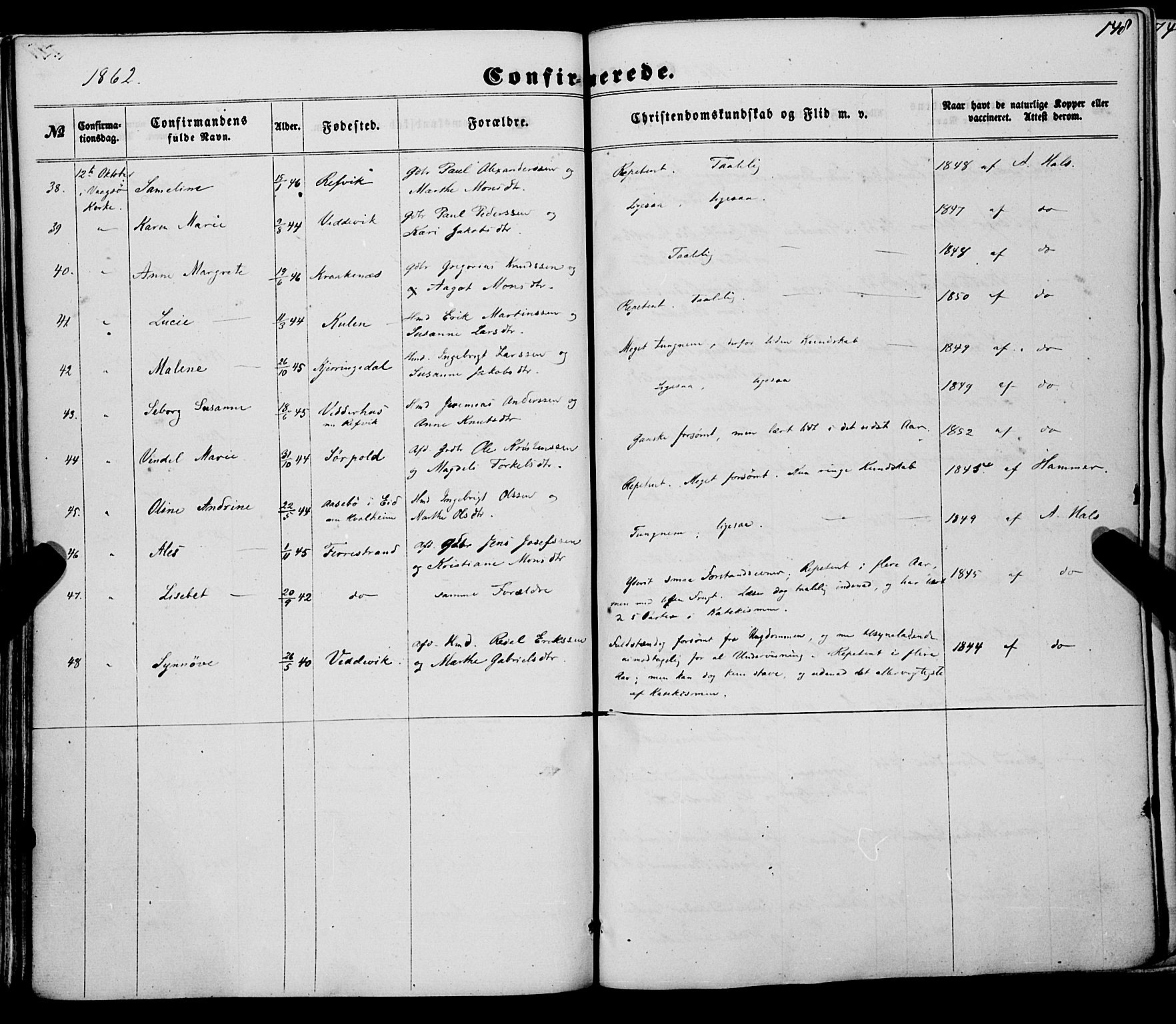 Selje sokneprestembete, AV/SAB-A-99938/H/Ha/Haa/Haaa: Parish register (official) no. A 11, 1858-1870, p. 148