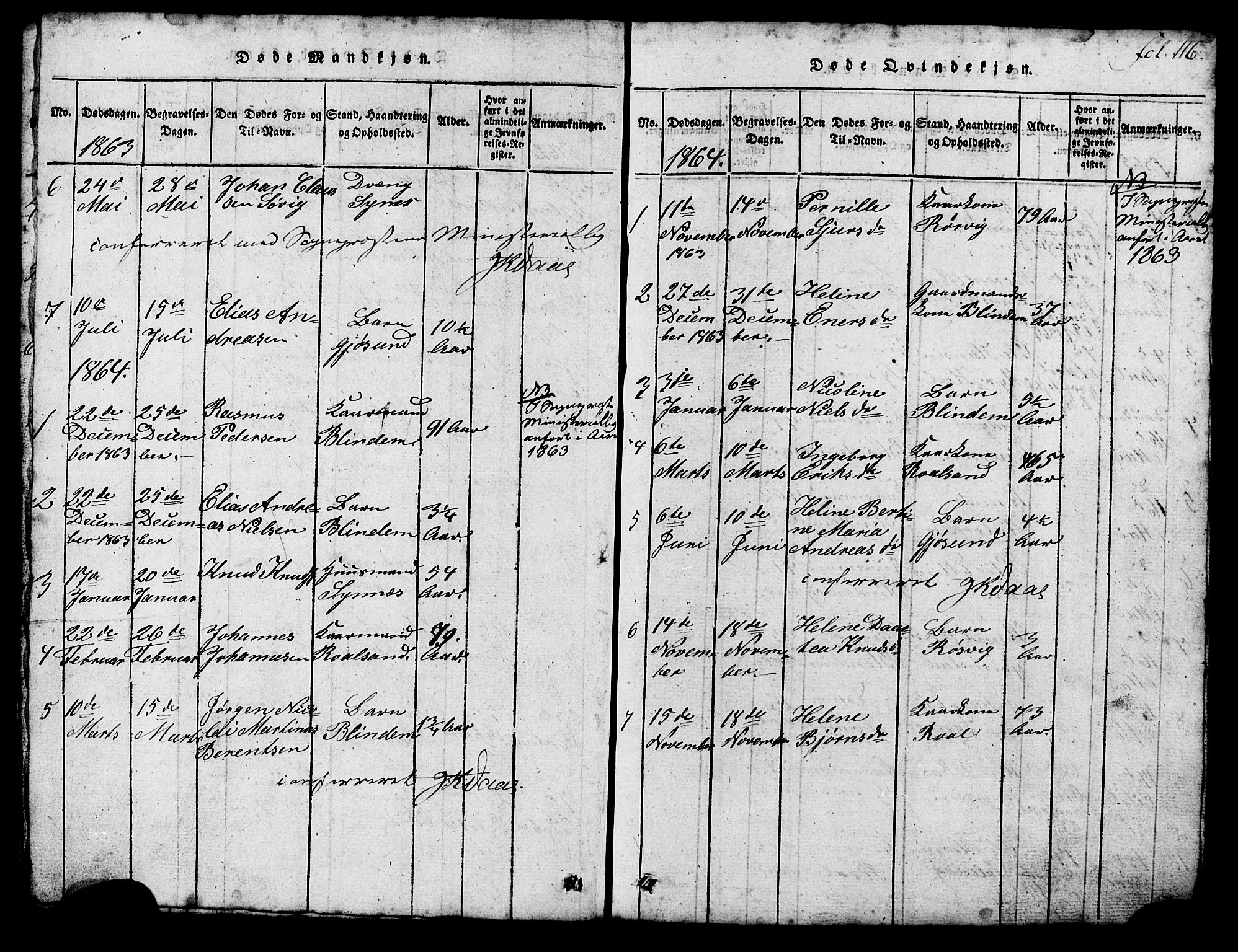 Ministerialprotokoller, klokkerbøker og fødselsregistre - Møre og Romsdal, AV/SAT-A-1454/537/L0520: Parish register (copy) no. 537C01, 1819-1868, p. 116