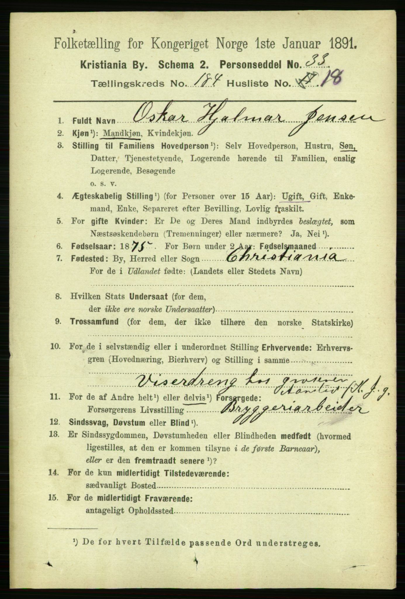 RA, 1891 census for 0301 Kristiania, 1891, p. 110789