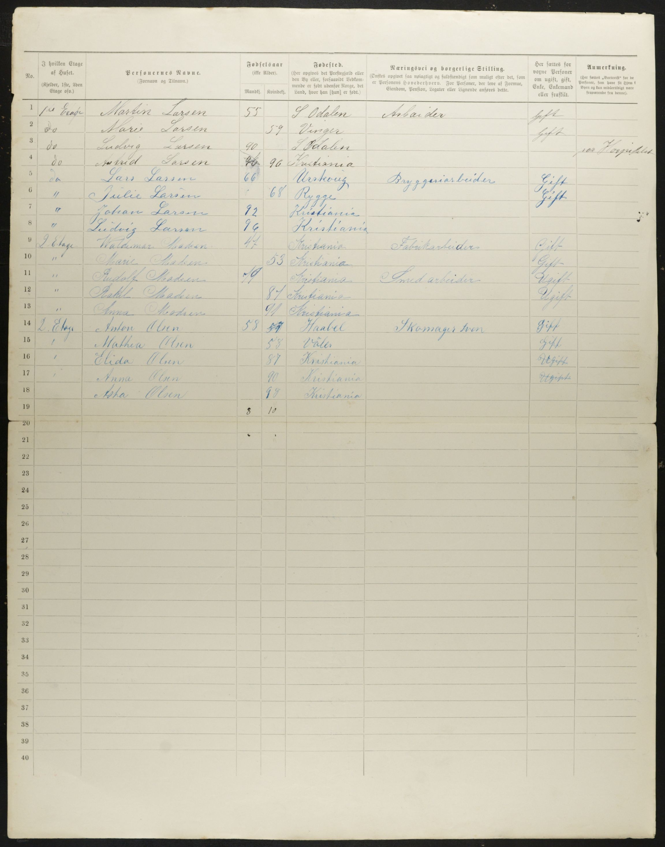 OBA, Municipal Census 1901 for Kristiania, 1901, p. 477