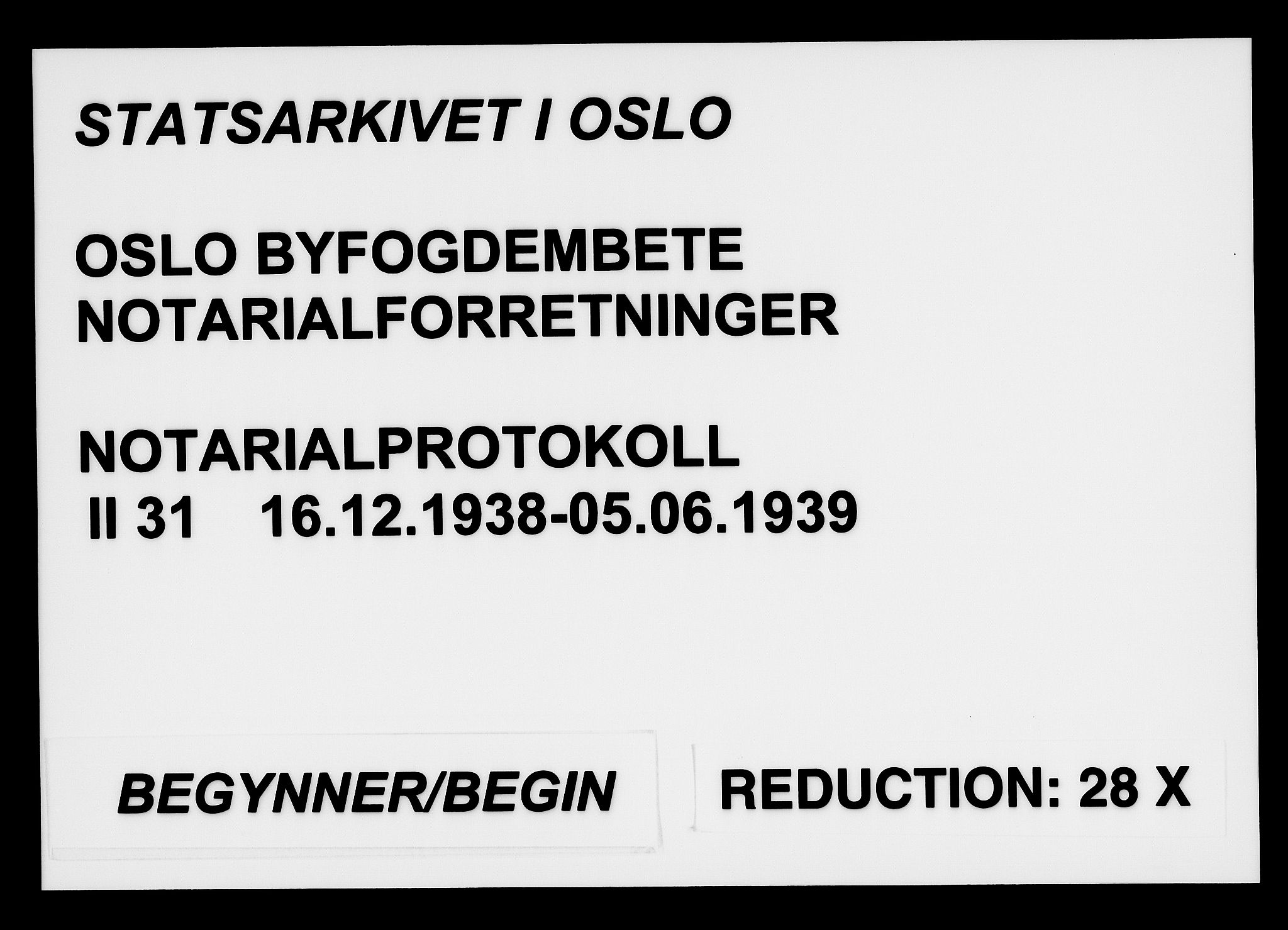 Oslo byfogd avd. I, SAO/A-10220/L/Lb/Lbb/L0031: Notarialprotokoll, rekke II: Vigsler, 1938-1939