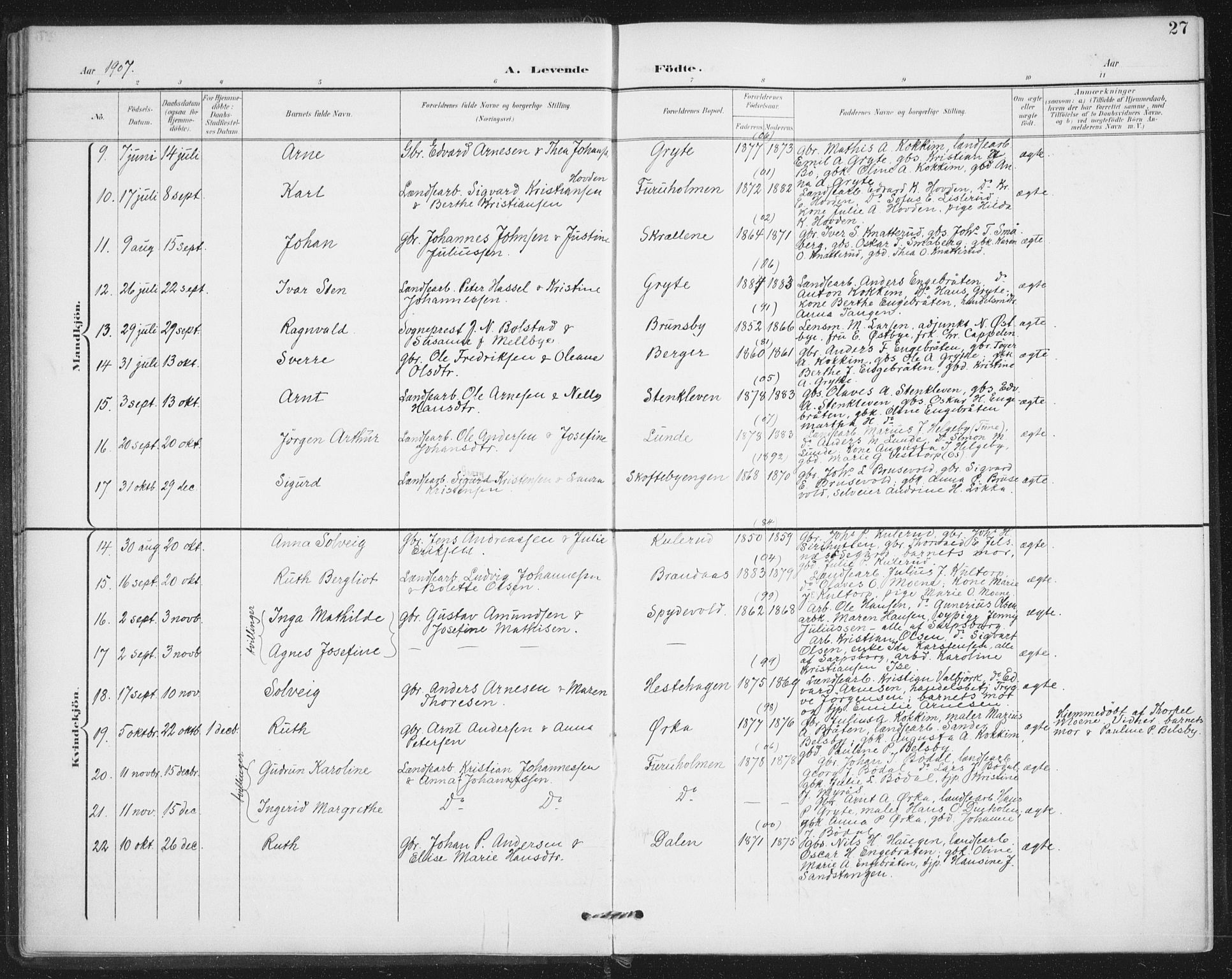 Varteig prestekontor Kirkebøker, AV/SAO-A-10447a/F/Fa/L0003: Parish register (official) no. 3, 1899-1919, p. 27