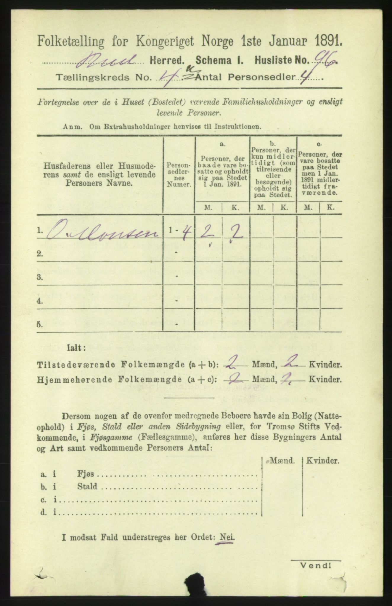 RA, 1891 census for 1549 Bud, 1891, p. 2160