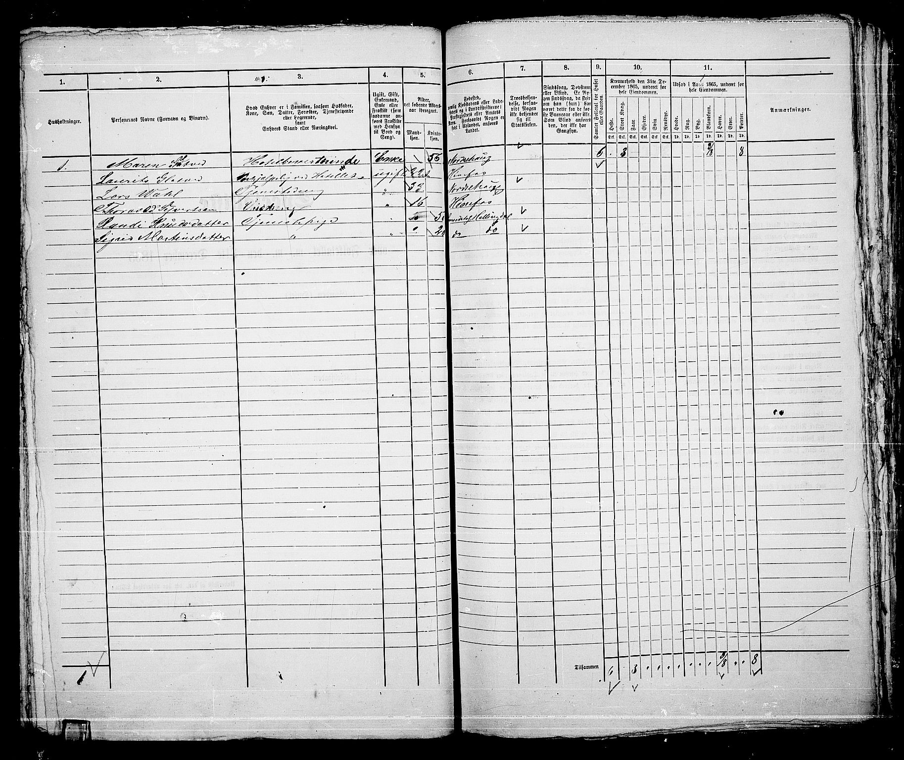 RA, 1865 census for Norderhov/Hønefoss, 1865, p. 151