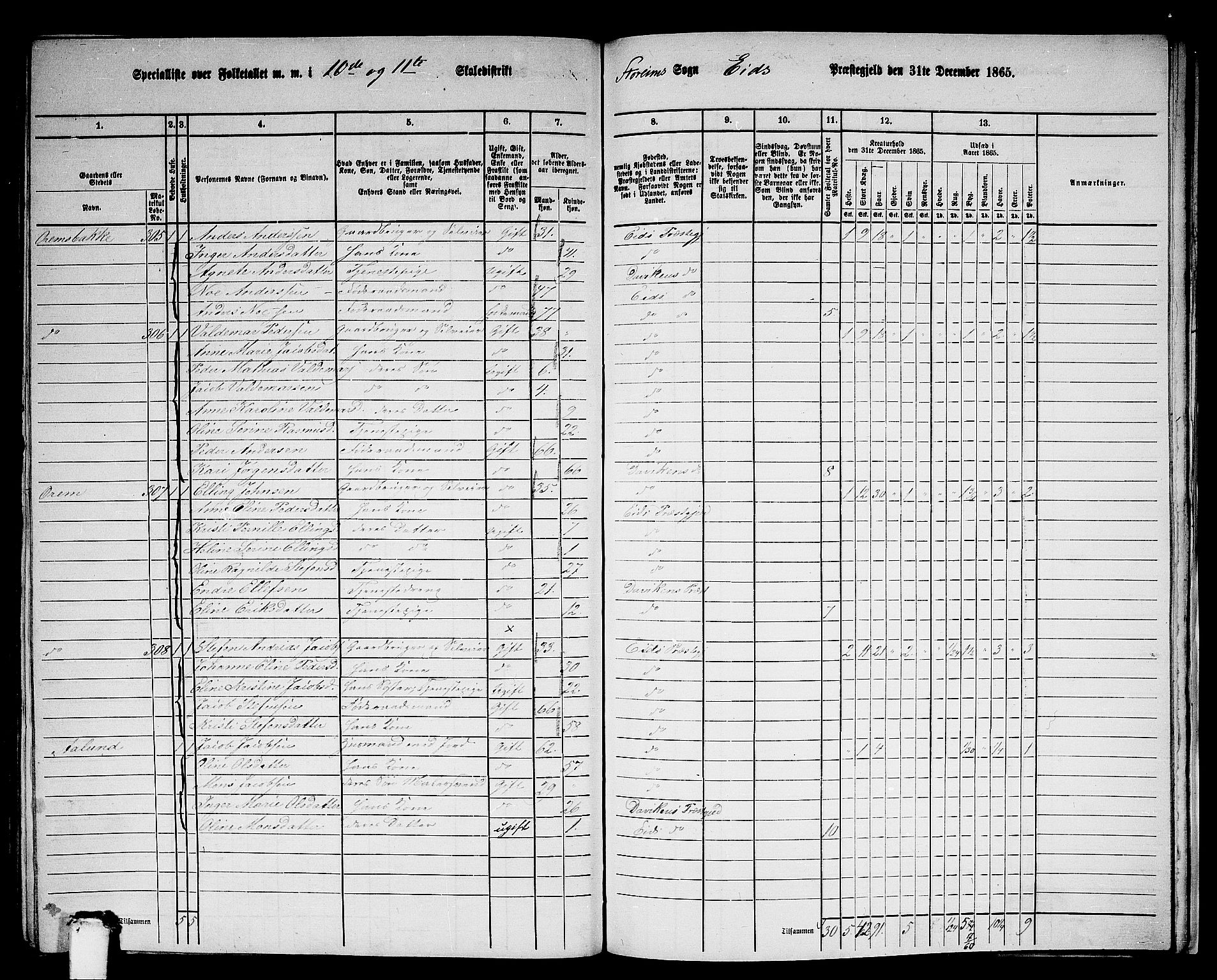 RA, 1865 census for Eid, 1865, p. 197